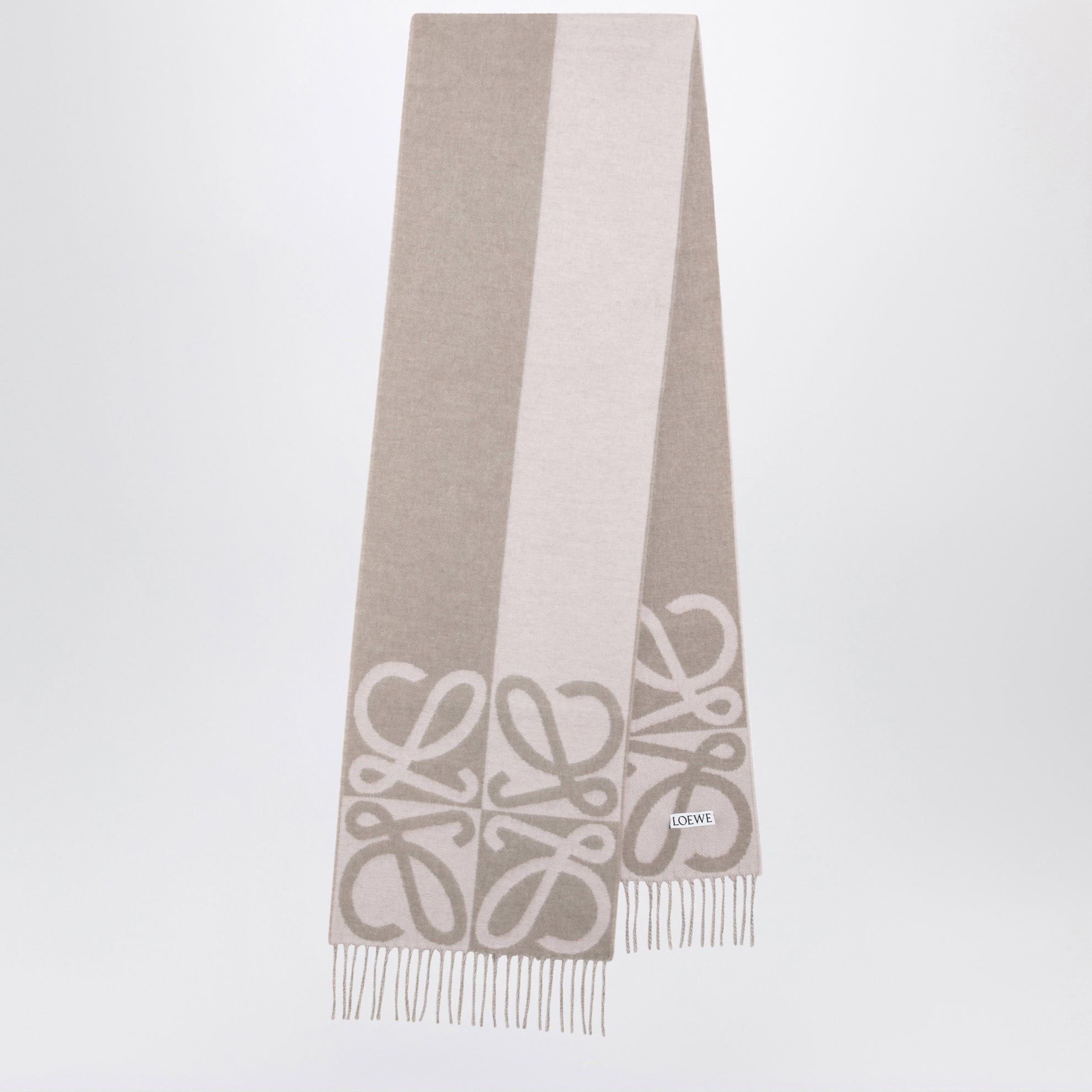 Sciarpa jacquard Anagram in lana e cashmere rosa / beige