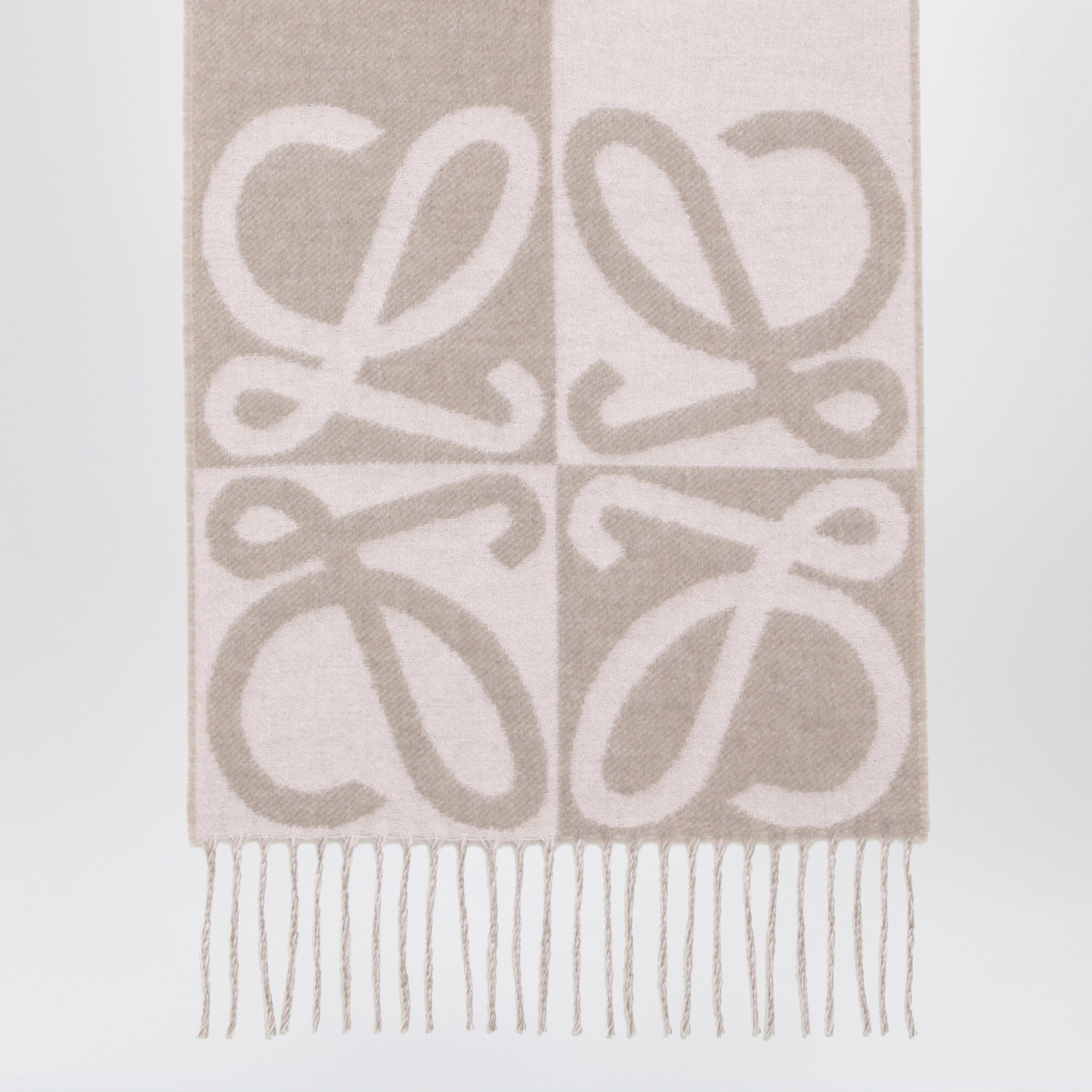 Sciarpa jacquard Anagram in lana e cashmere rosa / beige