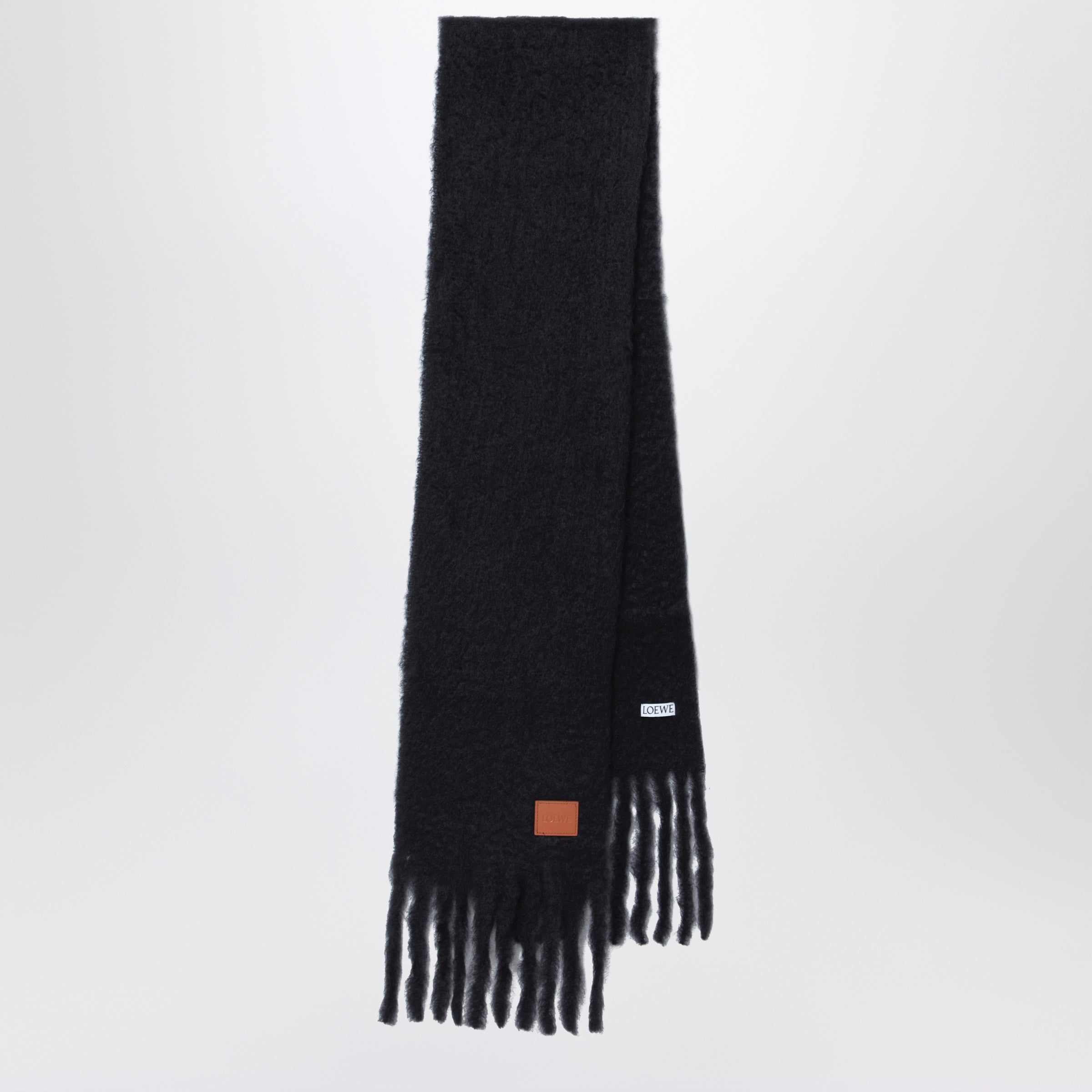 LOEWE マフラー ブラック Loewe Black scarf in mohair and wool blend | TheDoubleF