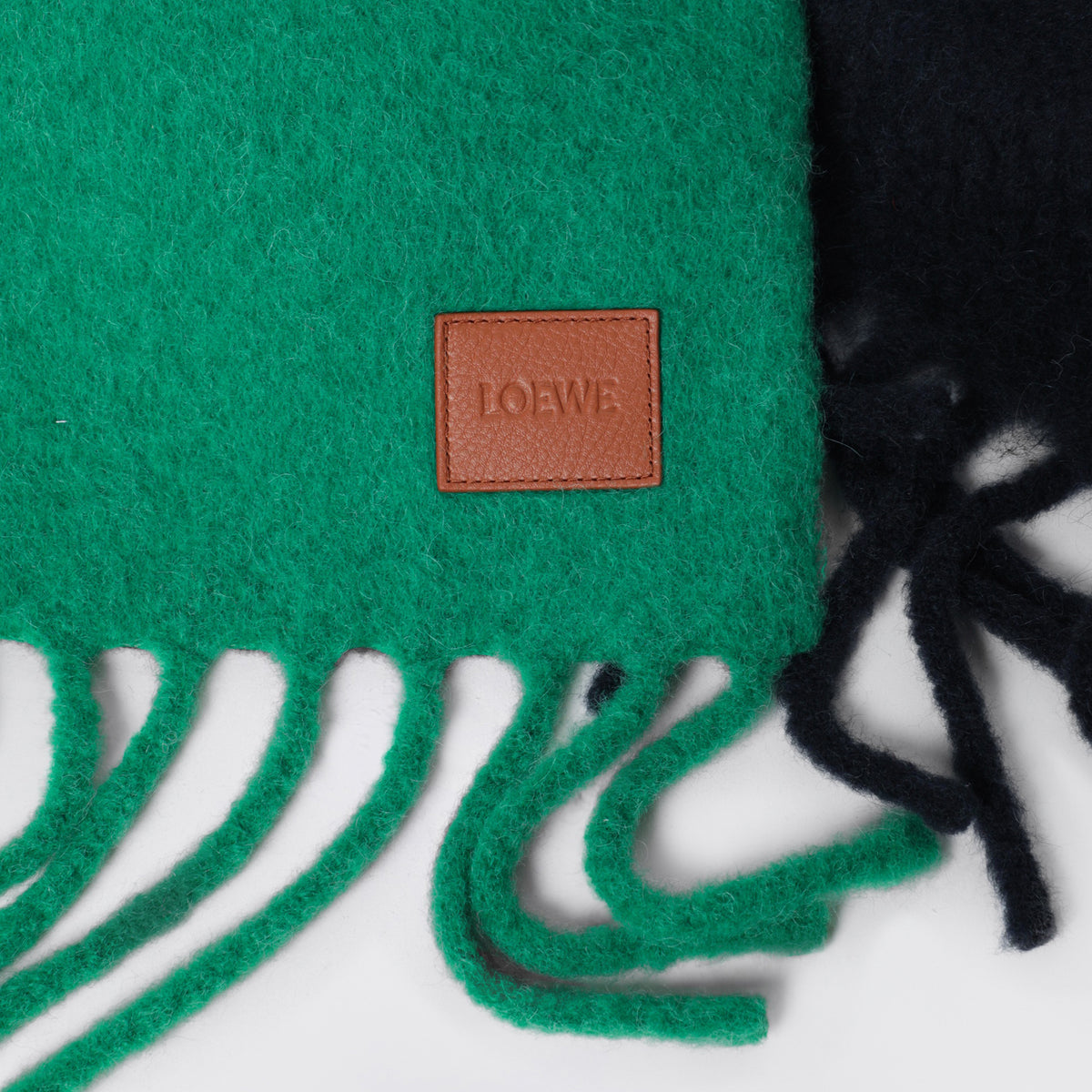 Sciarpa bicolore verde/blu in alpaca e lana