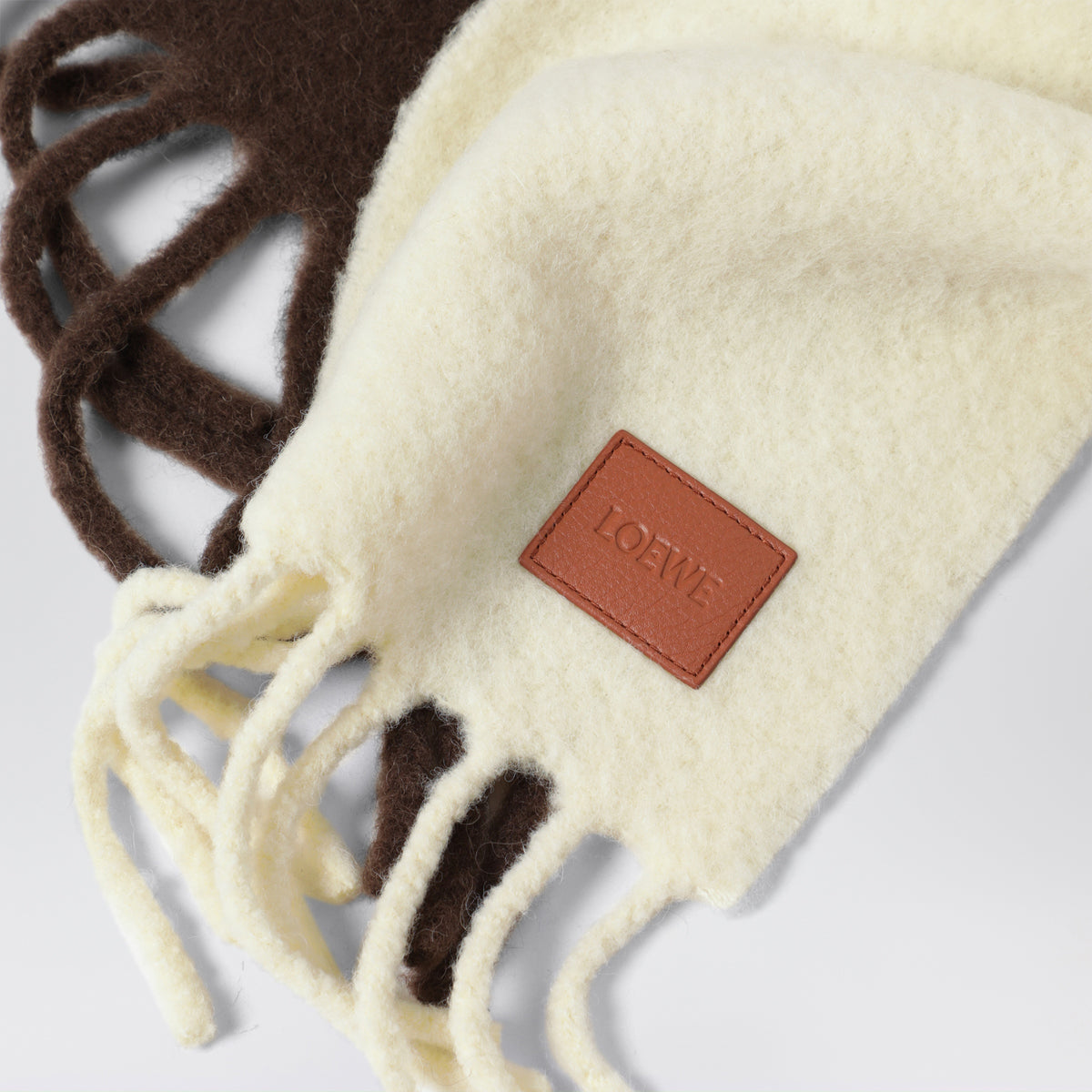 Sciarpa bicolore gialla/marrone in alpaca e lana