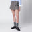 Grey suede mini skirt with large buckle belt