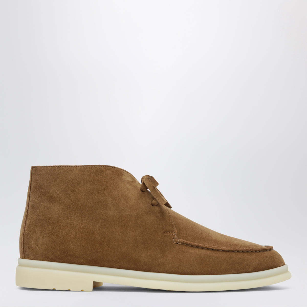 Beige suede lace-up ankle boots