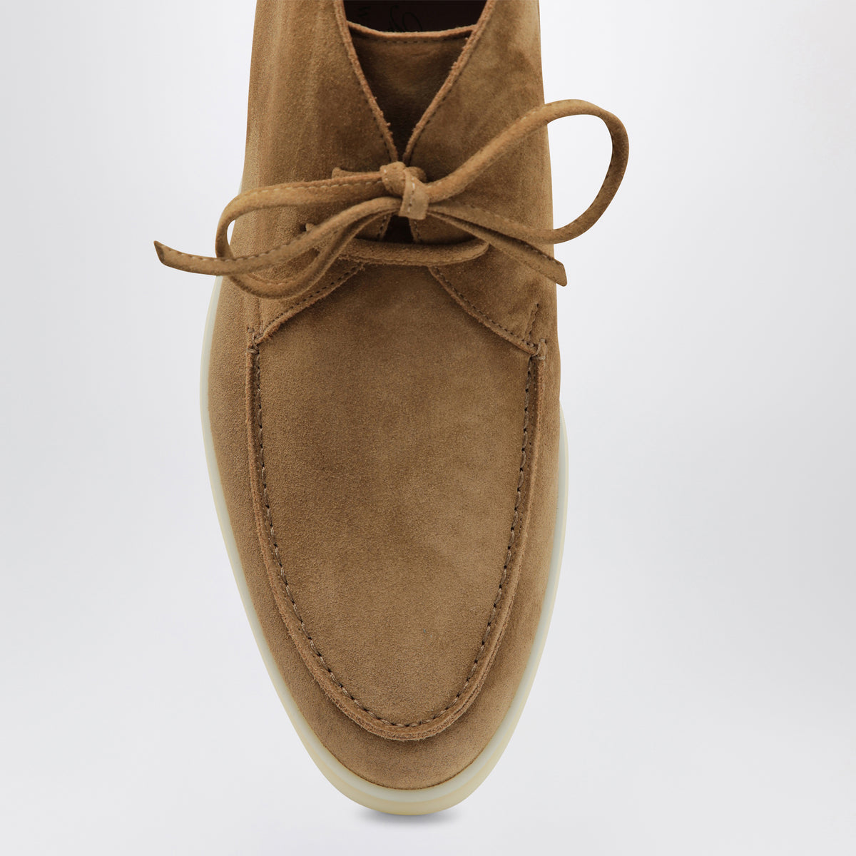 Beige suede lace-up ankle boots