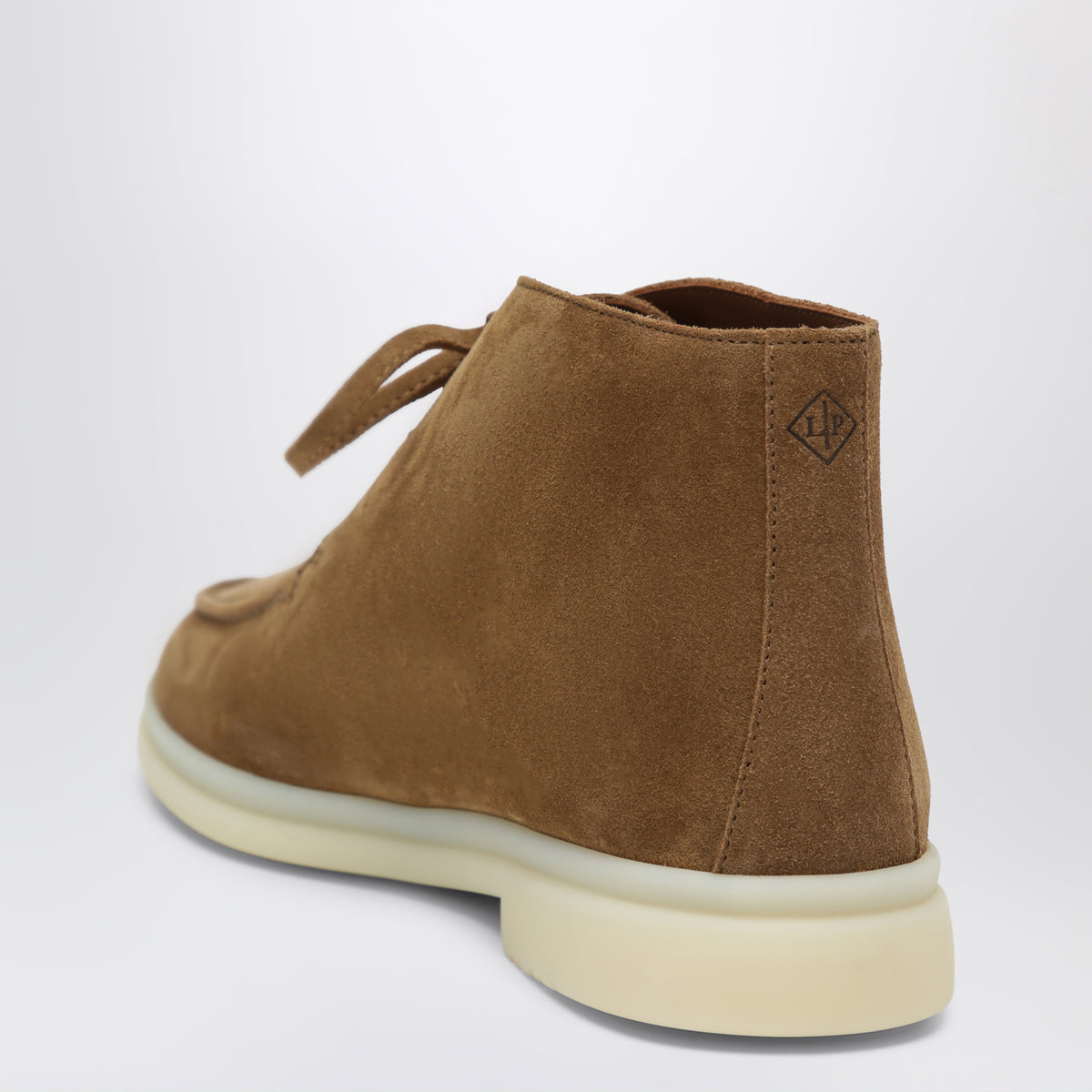 Beige suede lace-up ankle boots