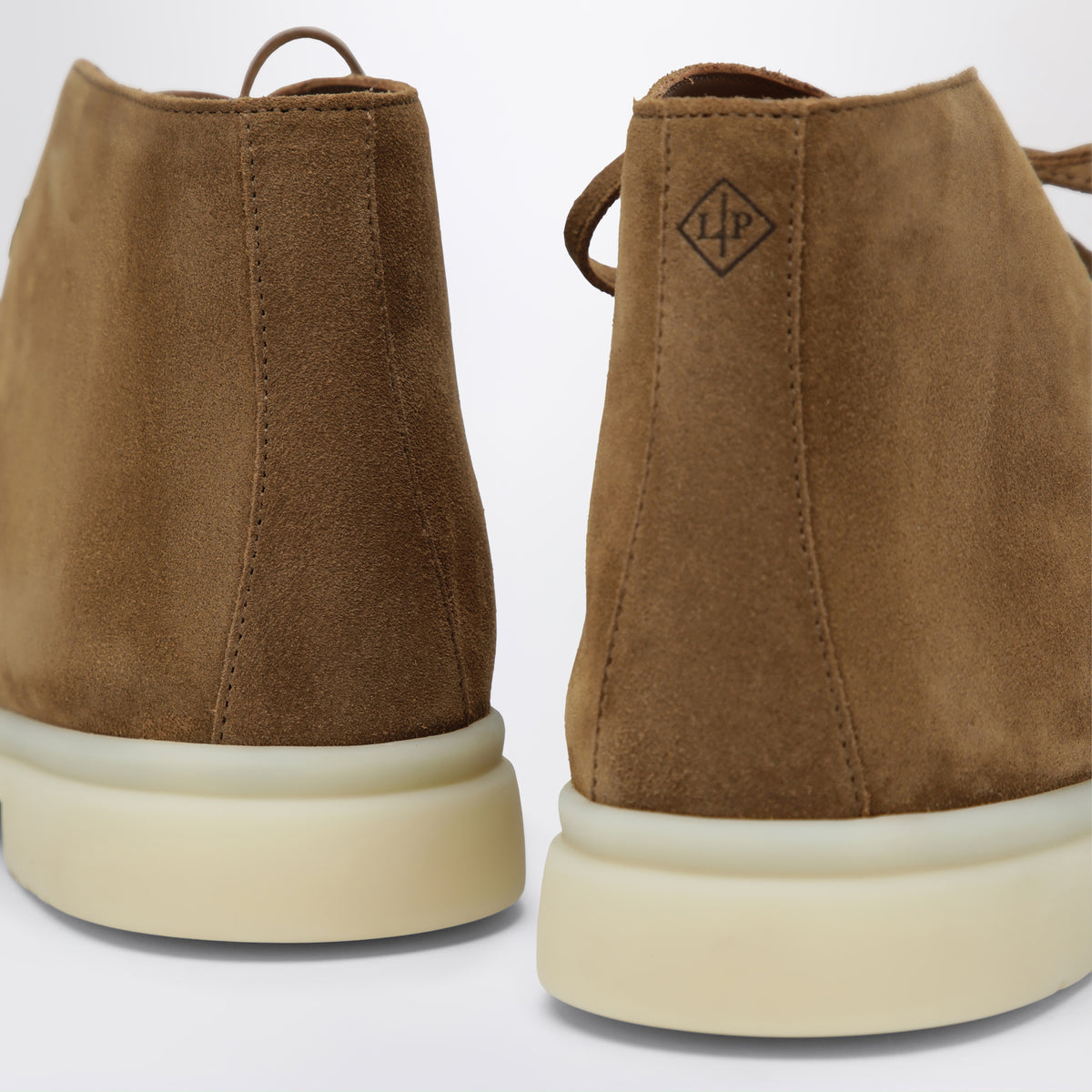 Beige suede lace-up ankle boots