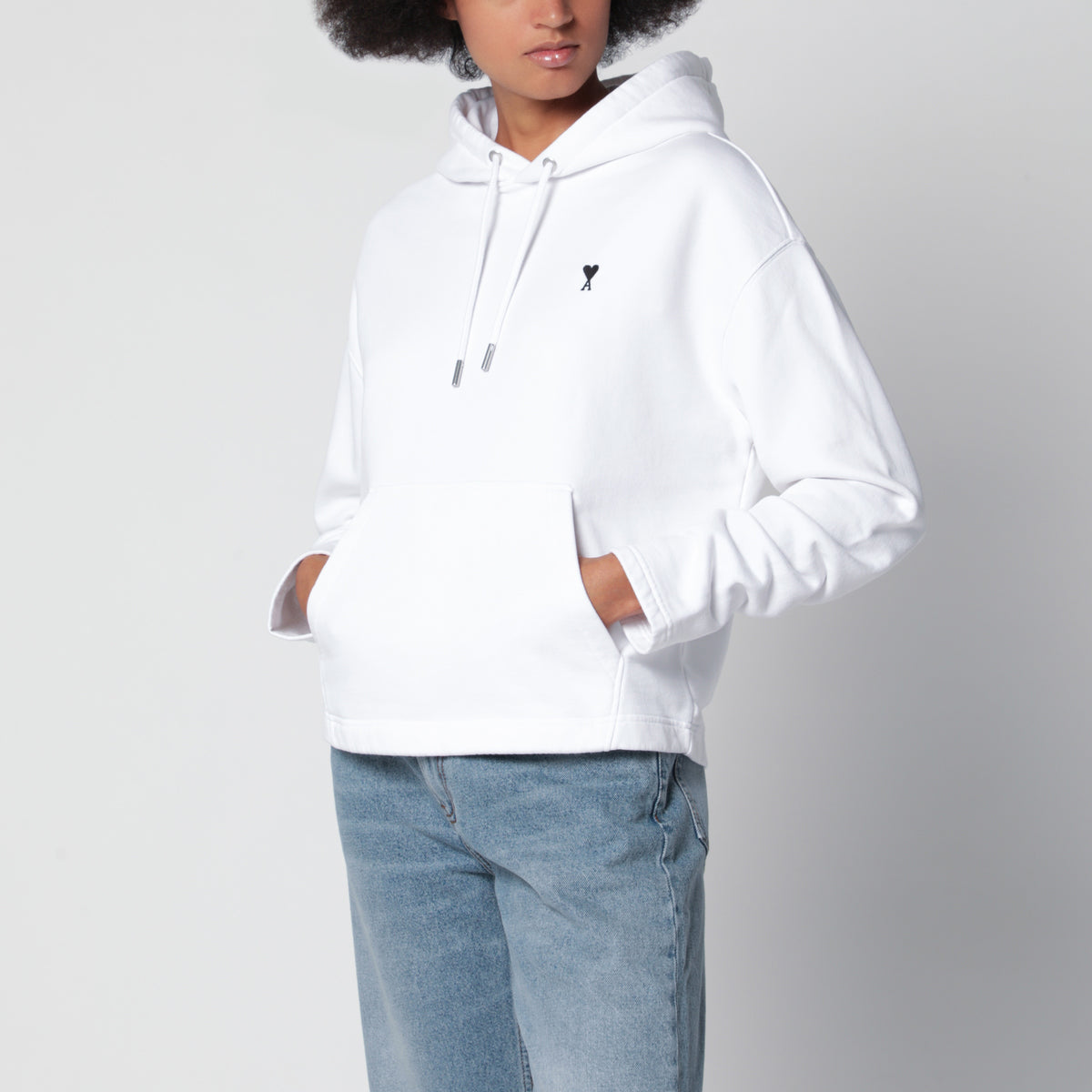 Weißes Ami de Coeur Kapuzen-Sweatshirt aus Baumwolle