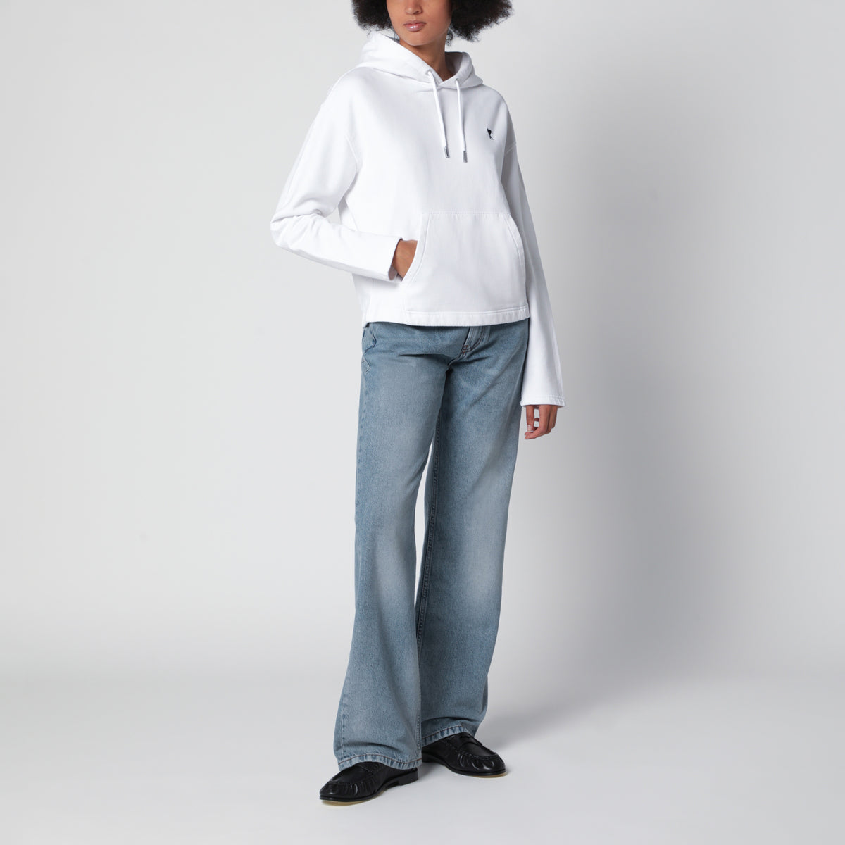 Weißes Ami de Coeur Kapuzen-Sweatshirt aus Baumwolle