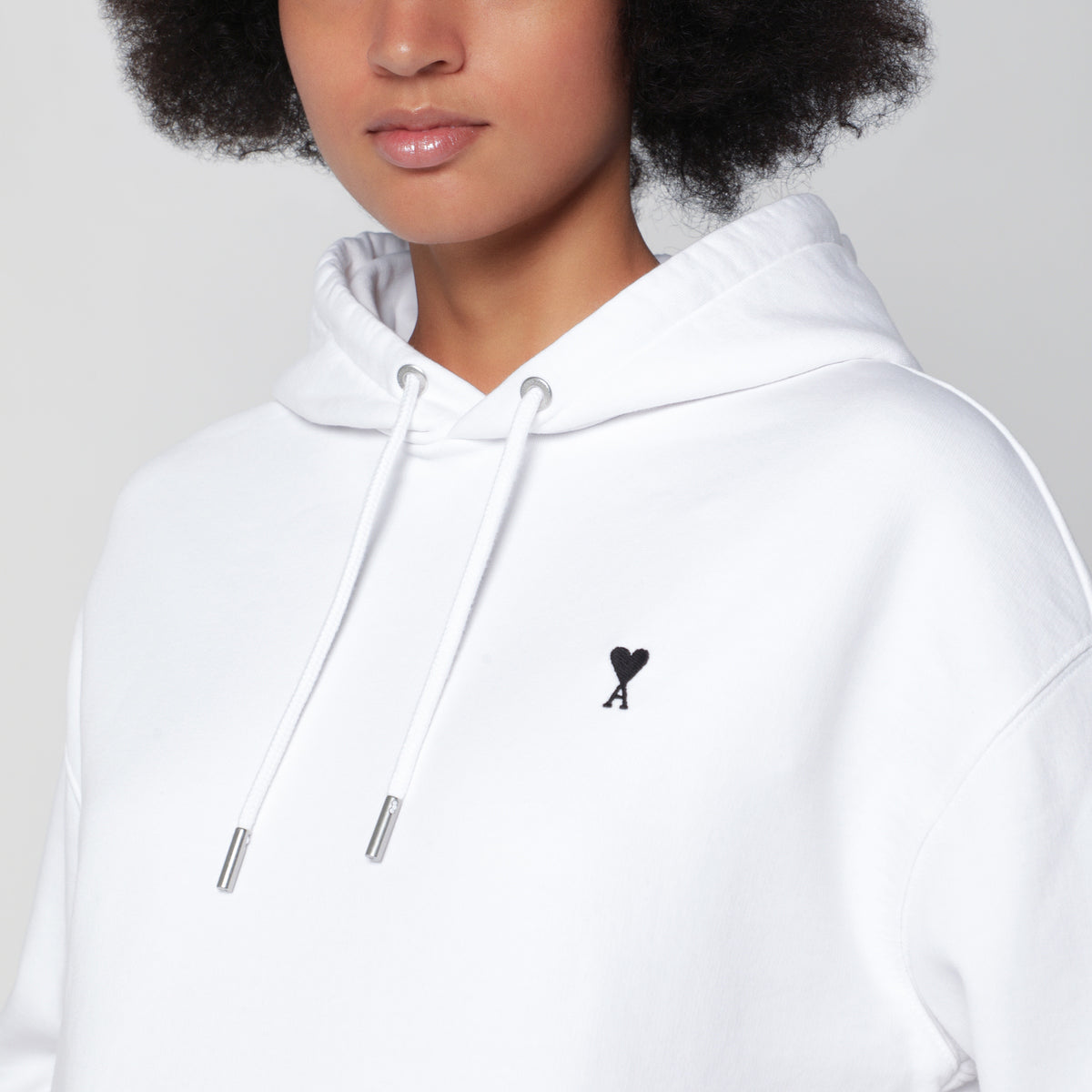 Weißes Ami de Coeur Kapuzen-Sweatshirt aus Baumwolle