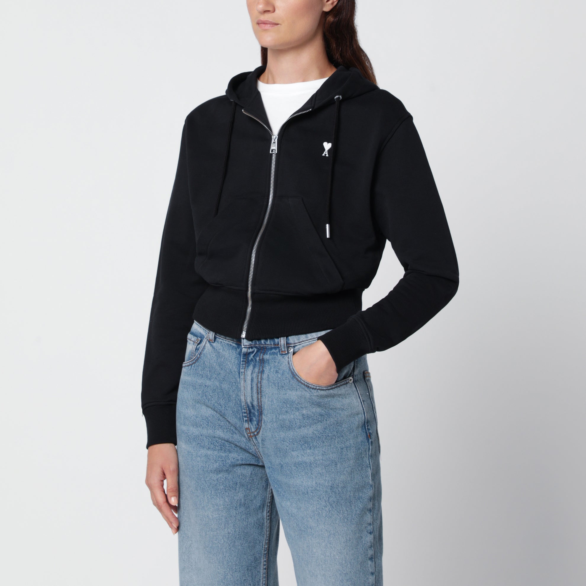 Felpa con zip Ami de Coeur nera