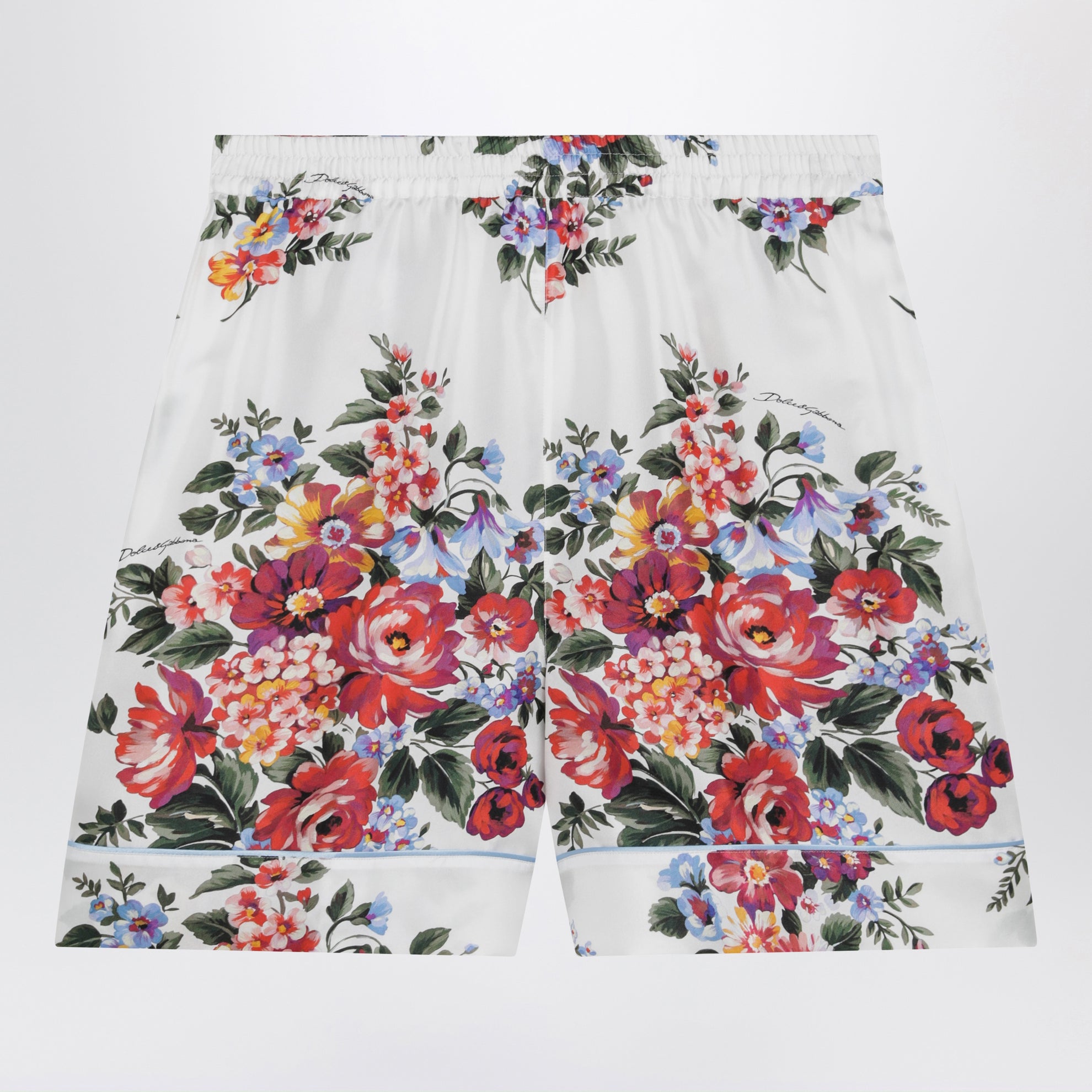 Bermudashorts Vanity aus Seidentwill mit Blumenprint in Weiß
