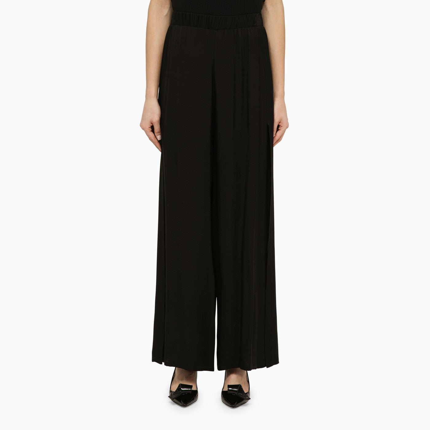 Pantalon palazzo noir en viscose