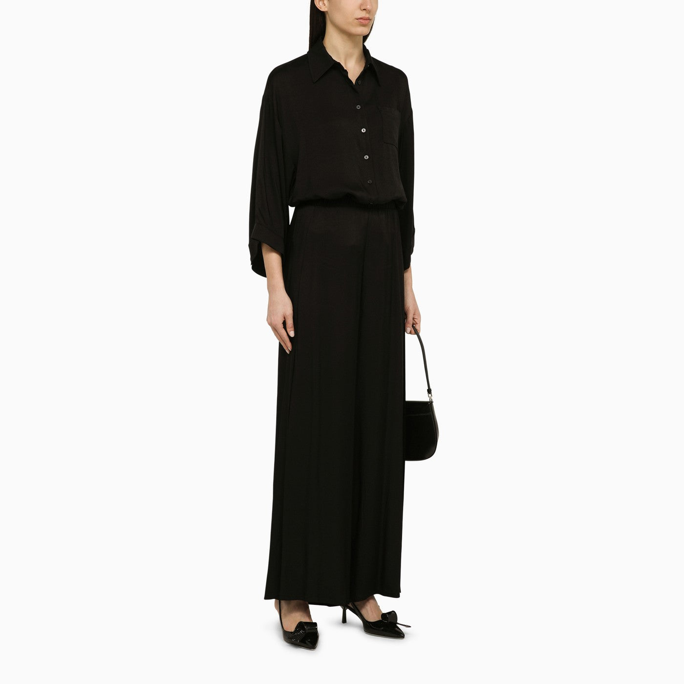 Pantalon palazzo noir en viscose