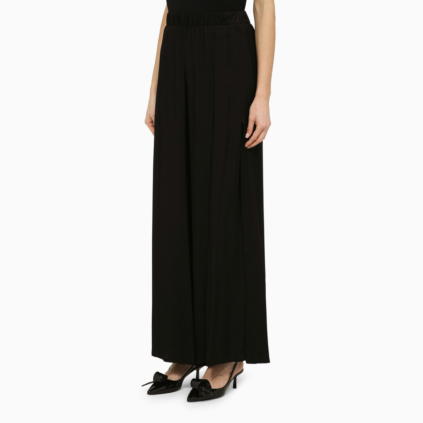 Pantalon palazzo noir en viscose