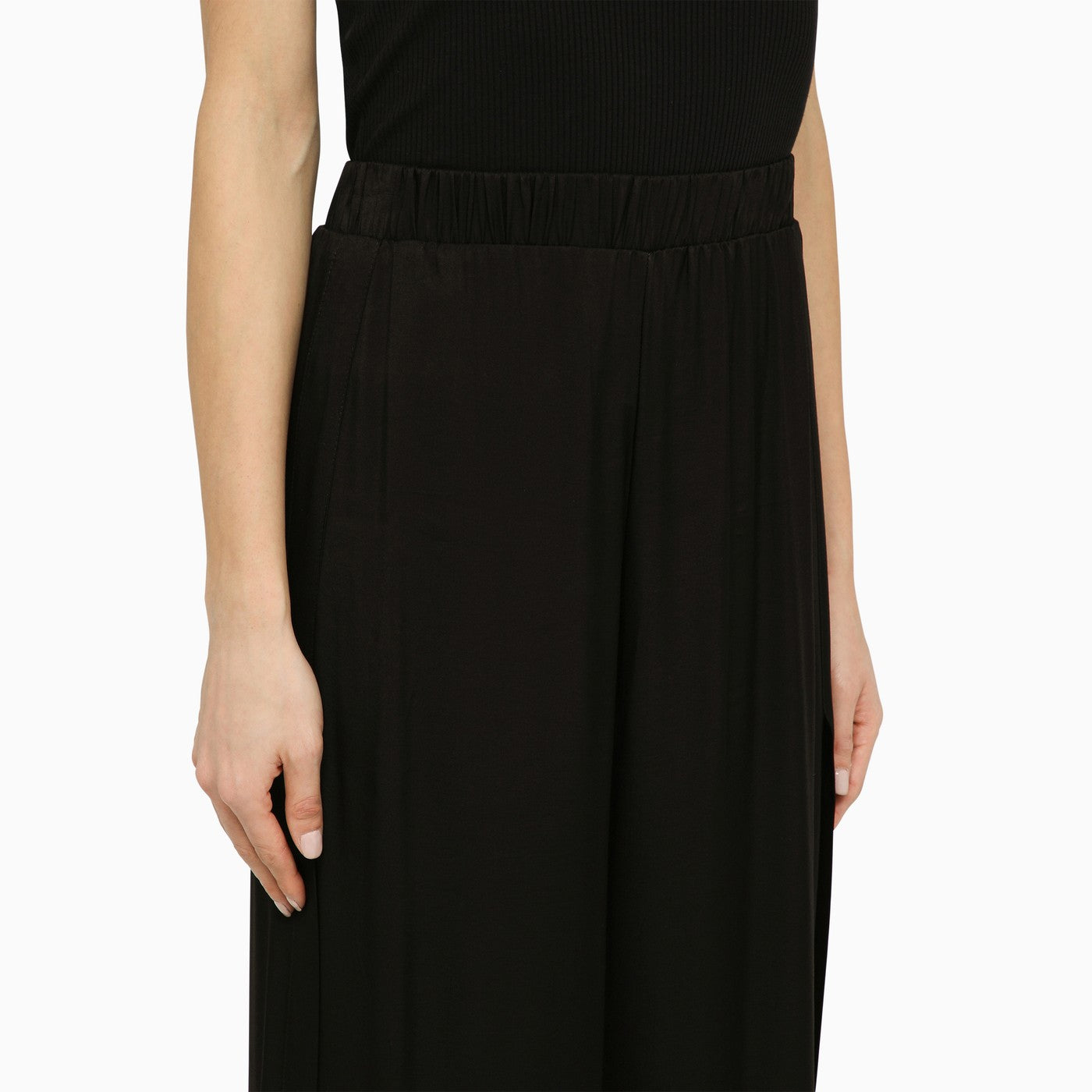Pantalon palazzo noir en viscose