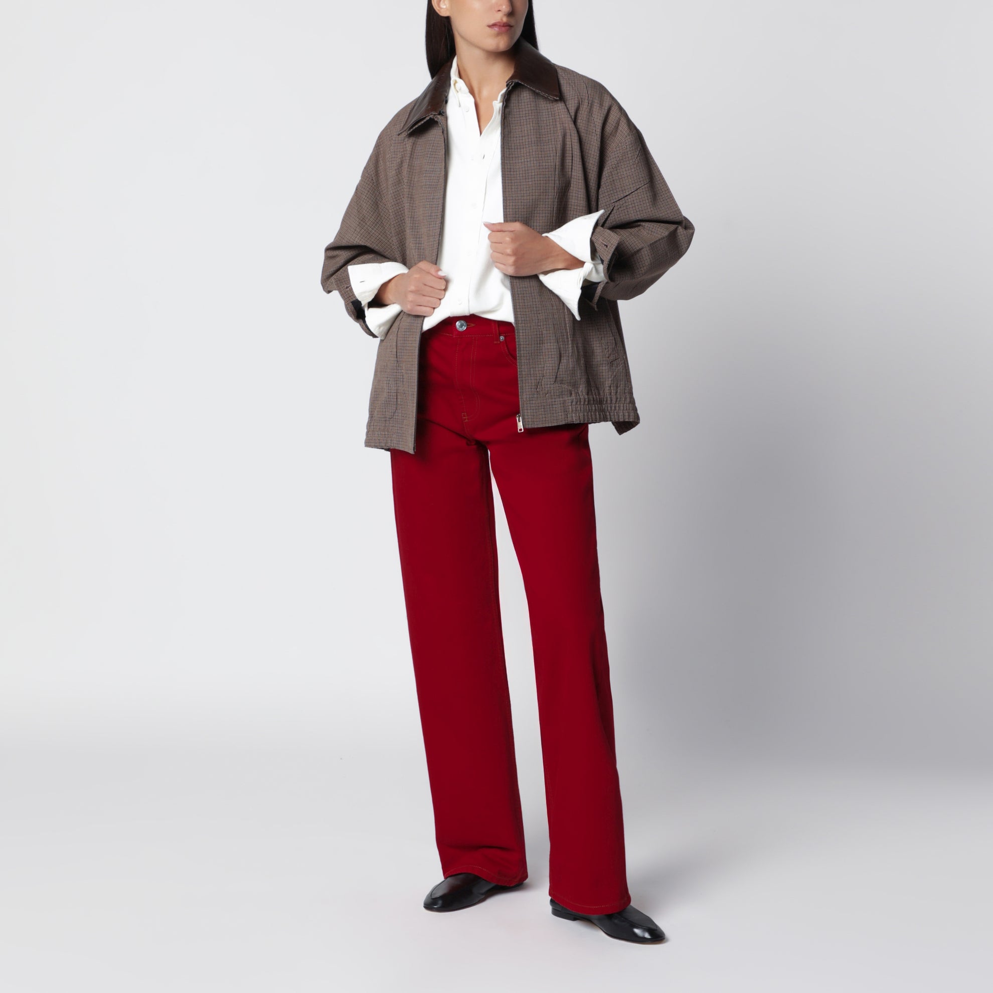 Jeans in twill di cotone rosso rubino