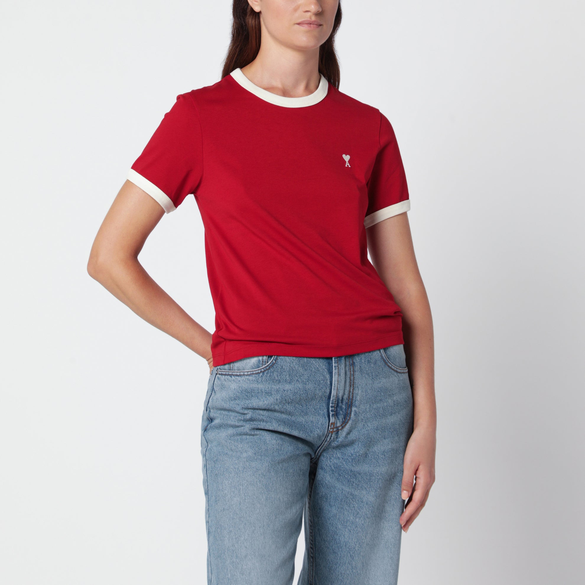 T-shirt Ami de Cœur rosso rubino in cotone