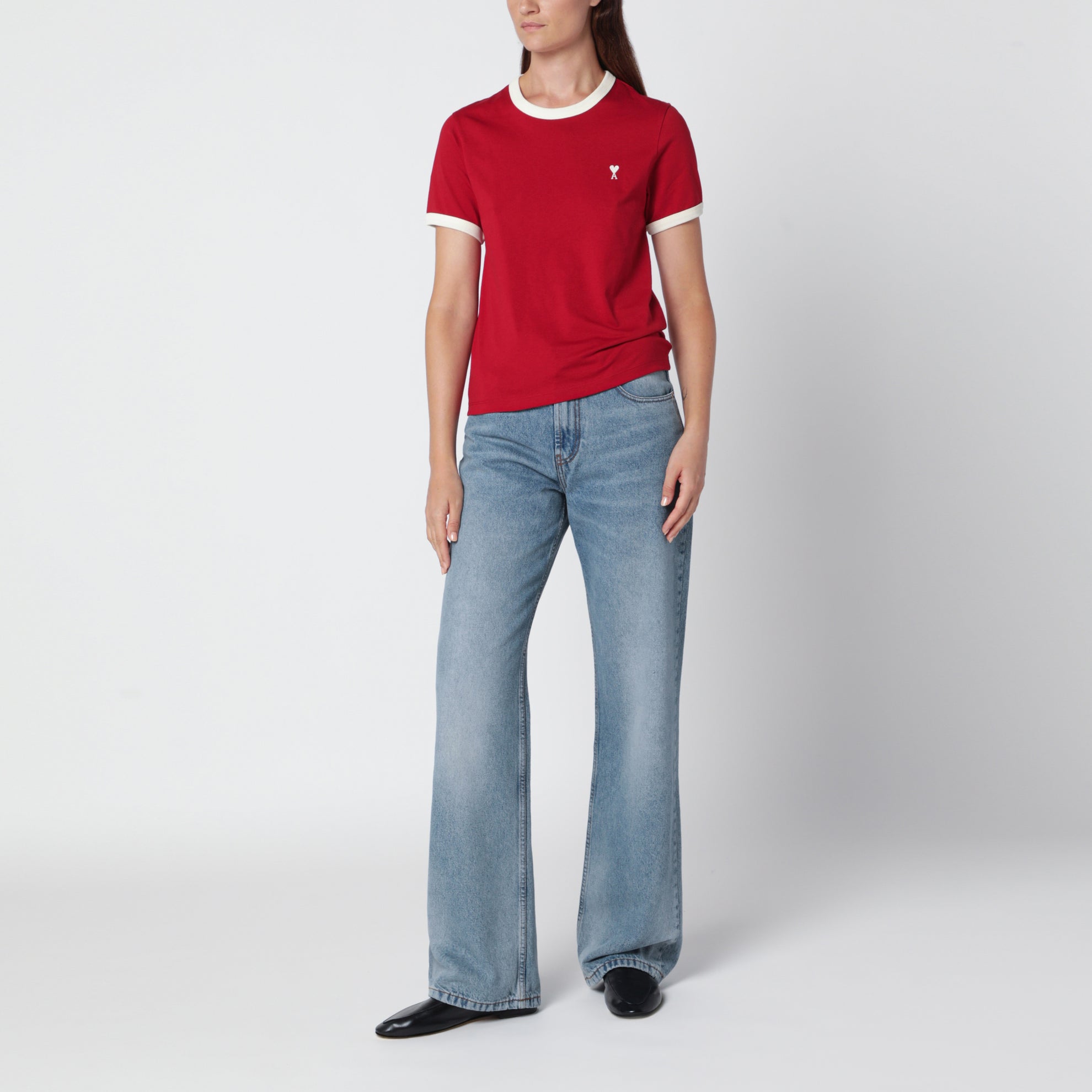 T-shirt Ami de Cœur rosso rubino in cotone