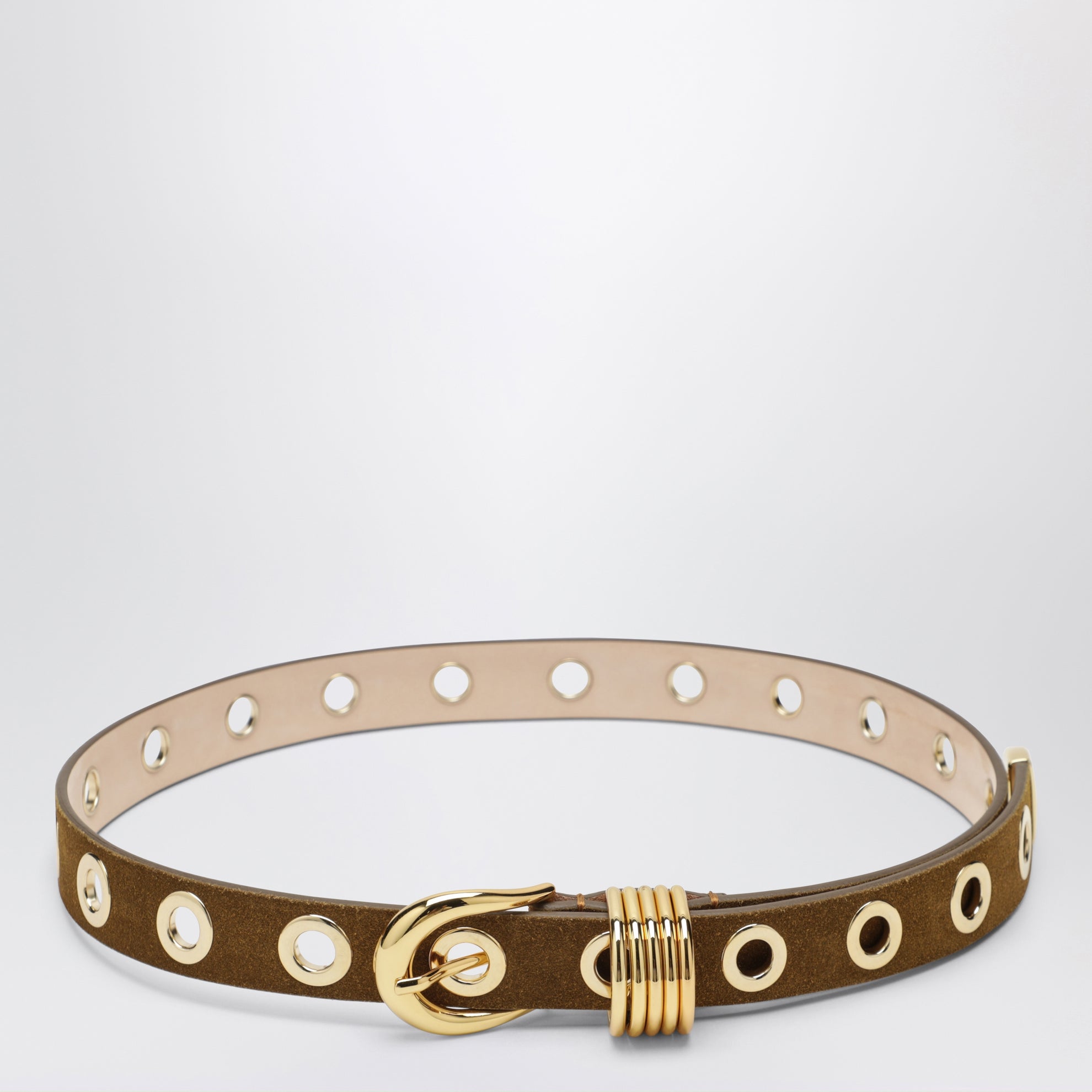 Ceinture marron en daim avec œillets métalliques