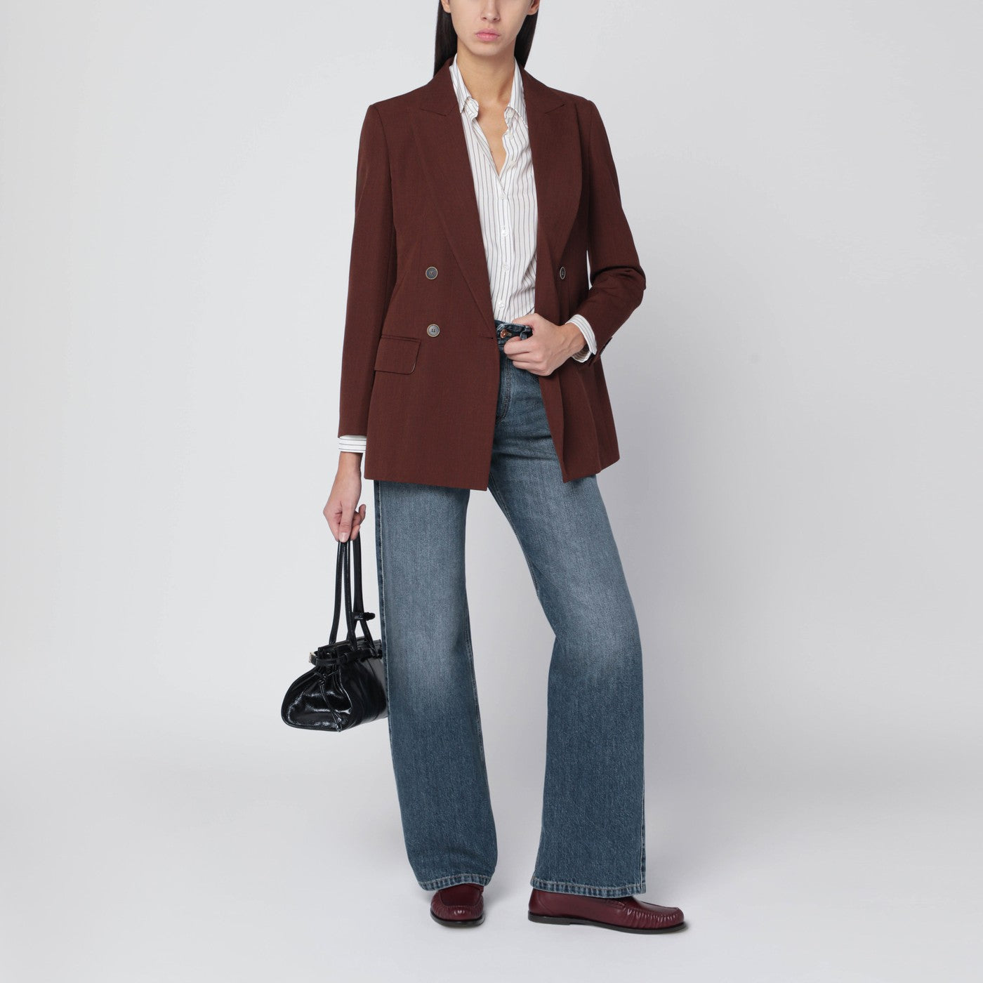 Earth-tone jacket in wool grain de poudre