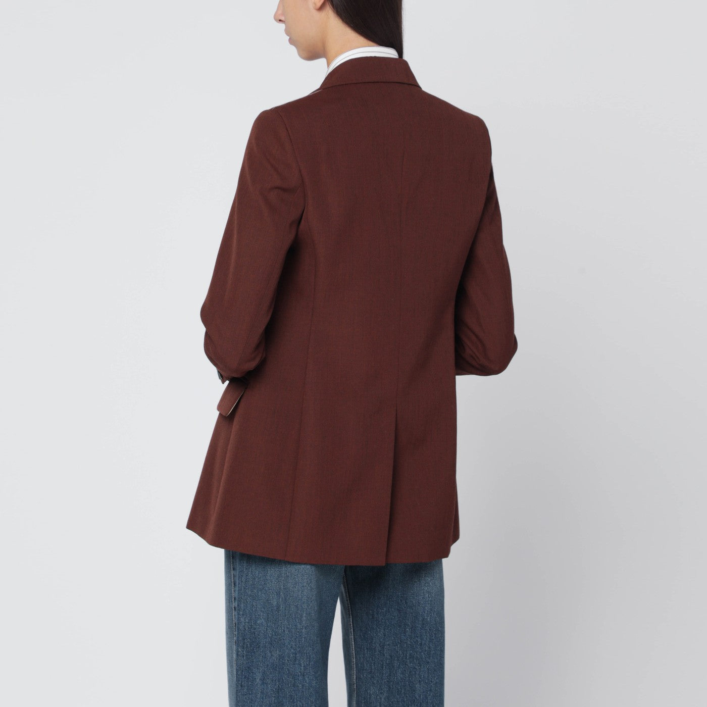 Earth-tone jacket in wool grain de poudre