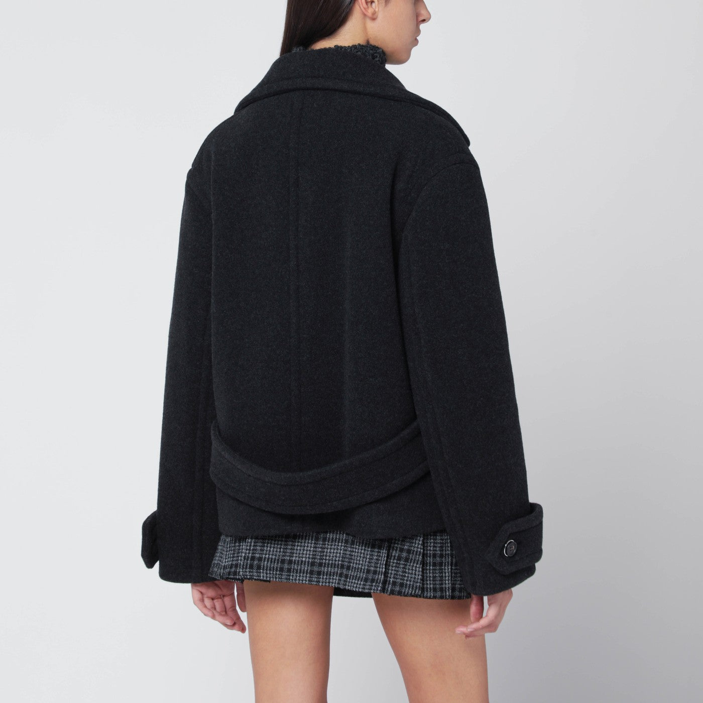 Cappotto grigio scuro mélange in lana
