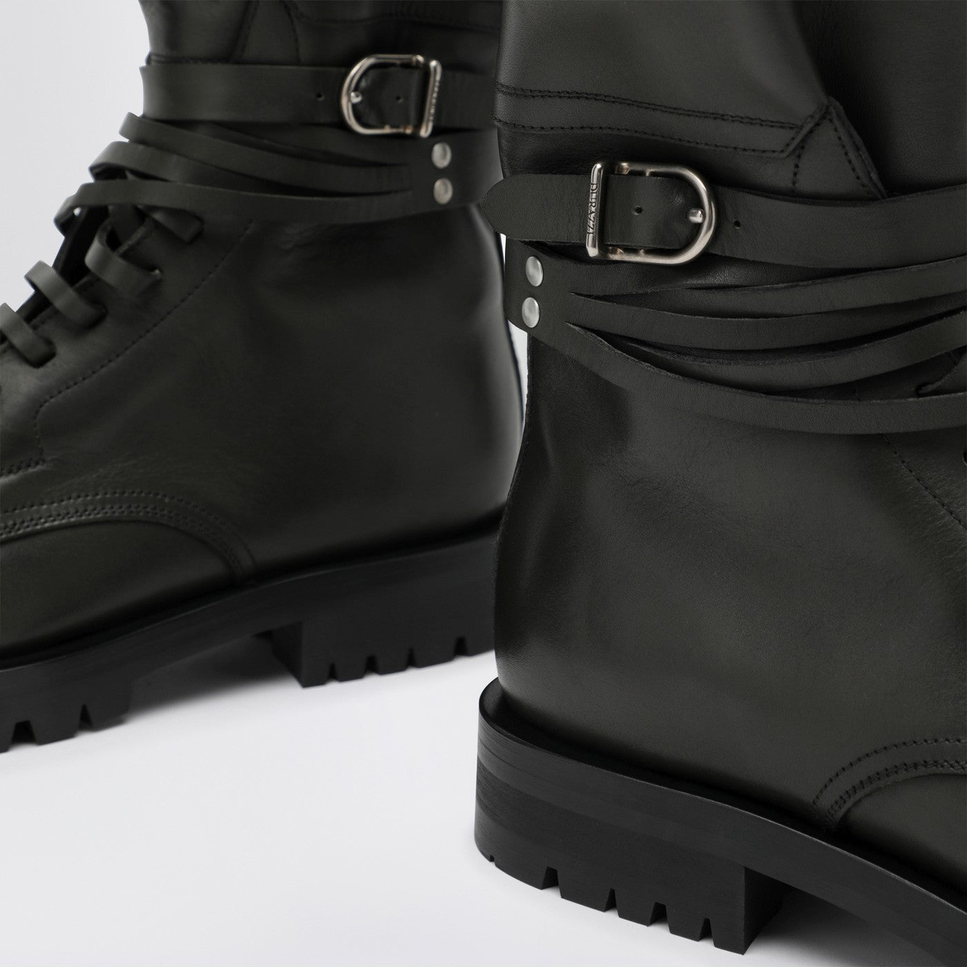 Dark green high combat boots