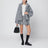Black/white patterned wool-blend mini skirt