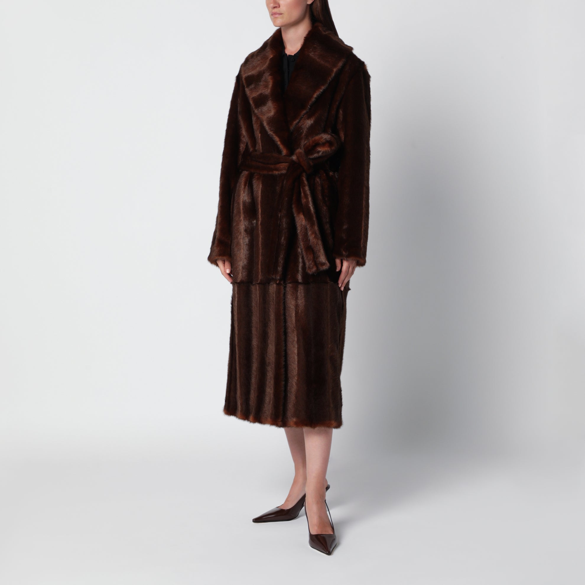 Brown Beth coat with belt