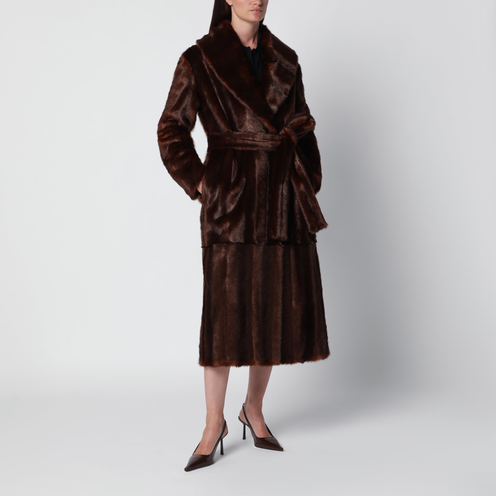 Brown Beth coat with belt