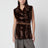 Brown faux mink-effect fur vest
