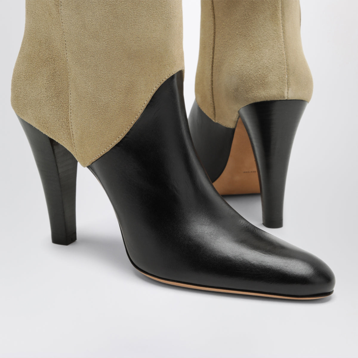 Stivali Edita neri/sabbia in pelle e suede
