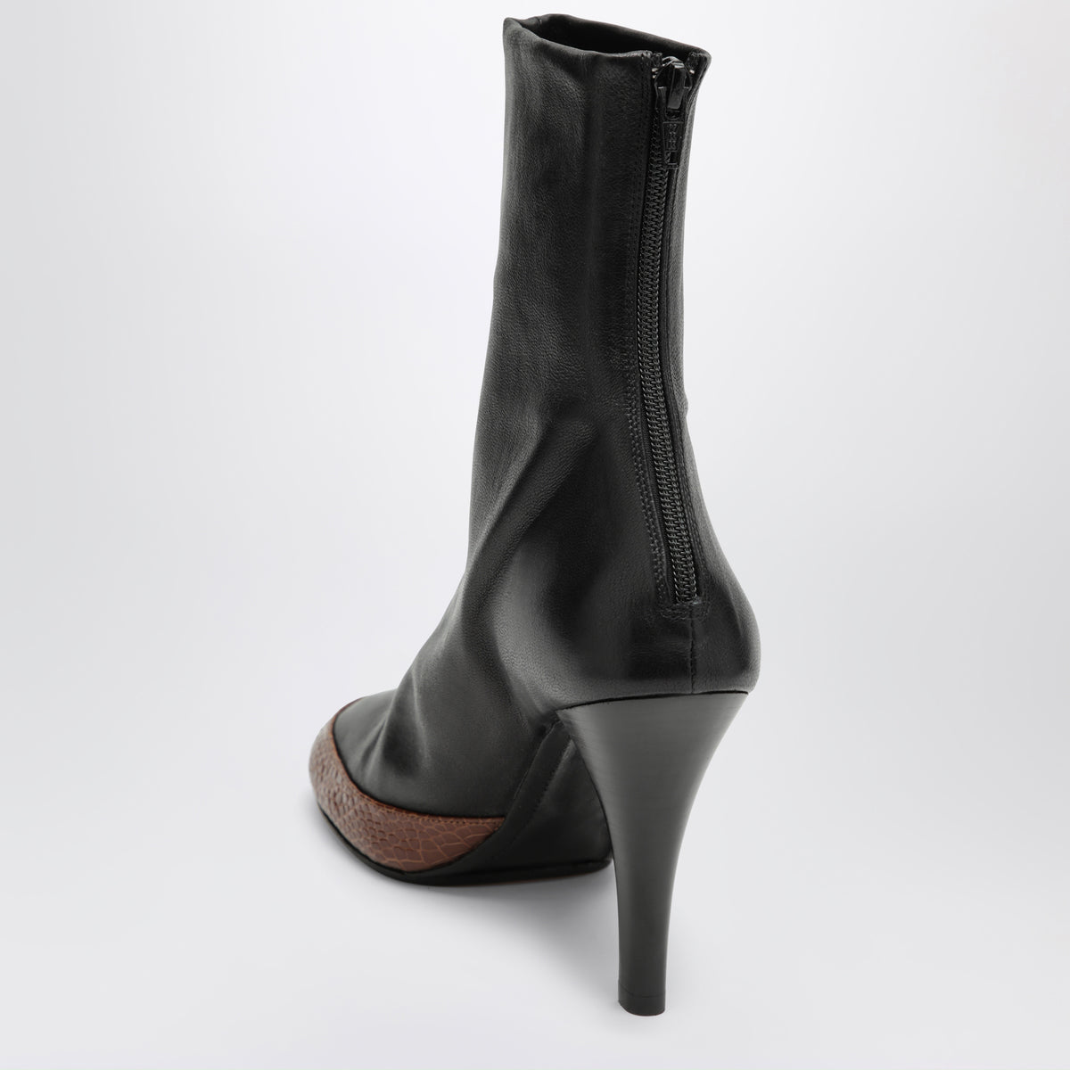 Black/Tan Luna ankle boots in leather