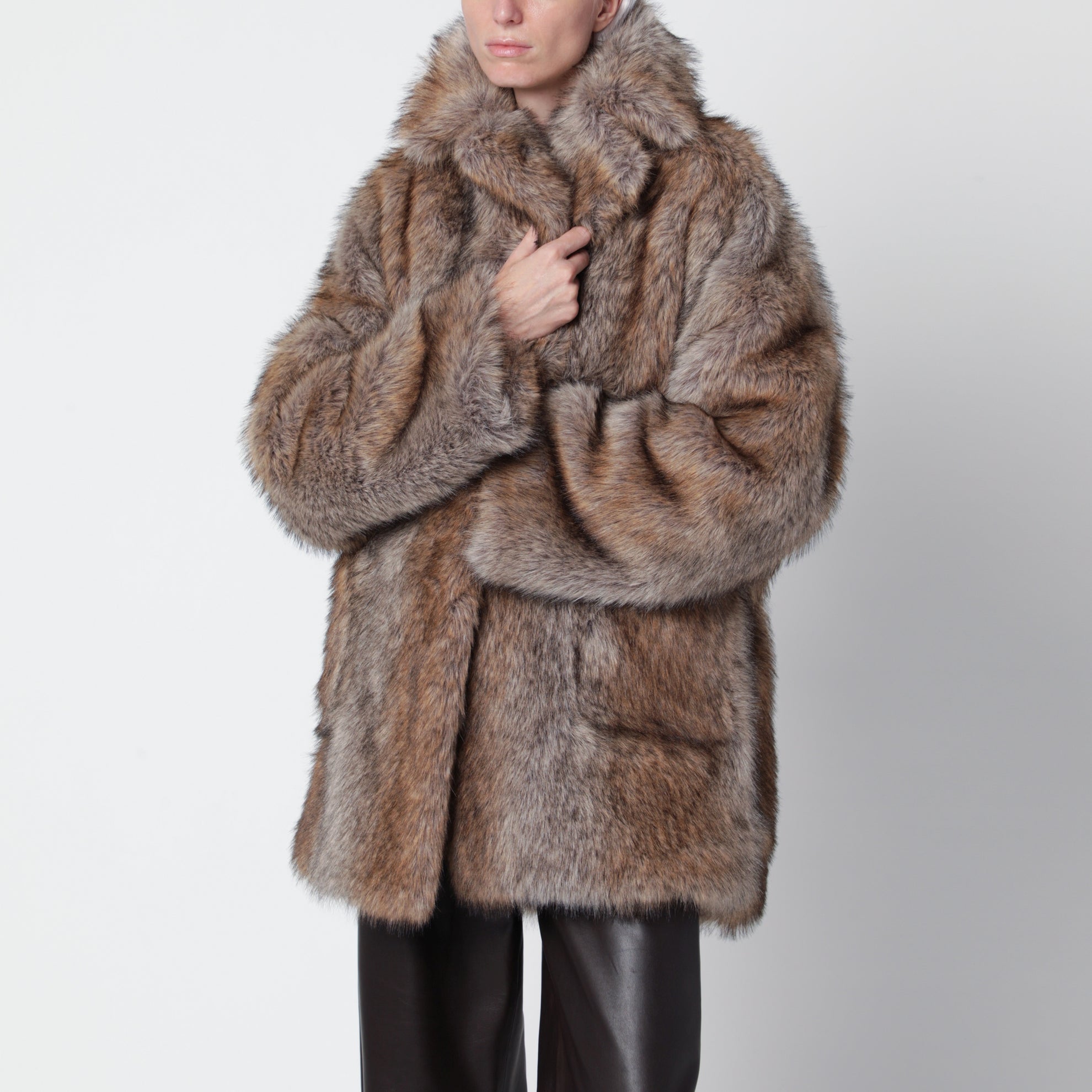 Brigitte coat in wolf-effect faux fur