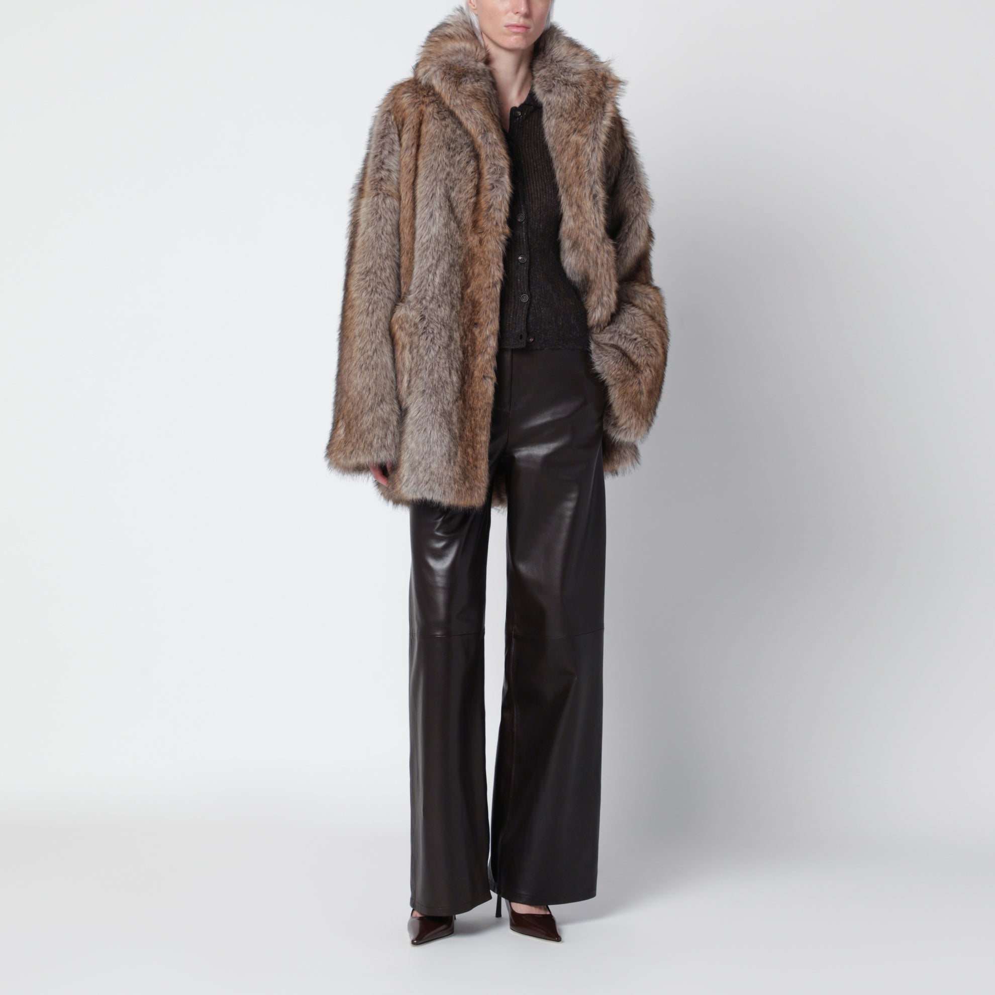 Brigitte coat in wolf-effect faux fur