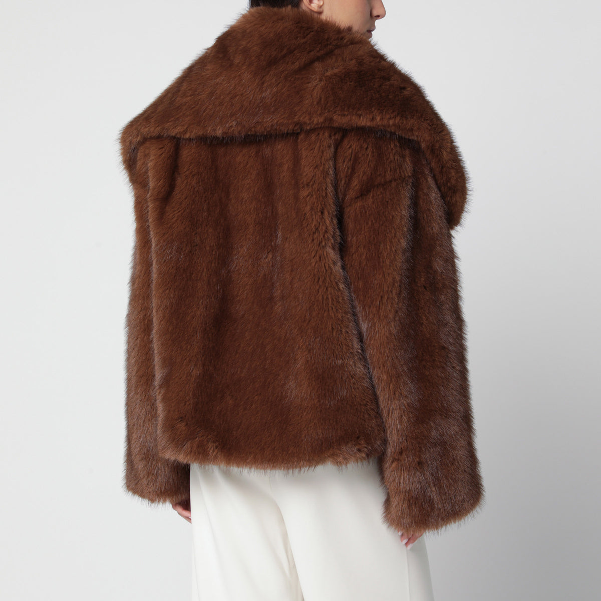 Barbra jacket in brown faux mink-effect fur