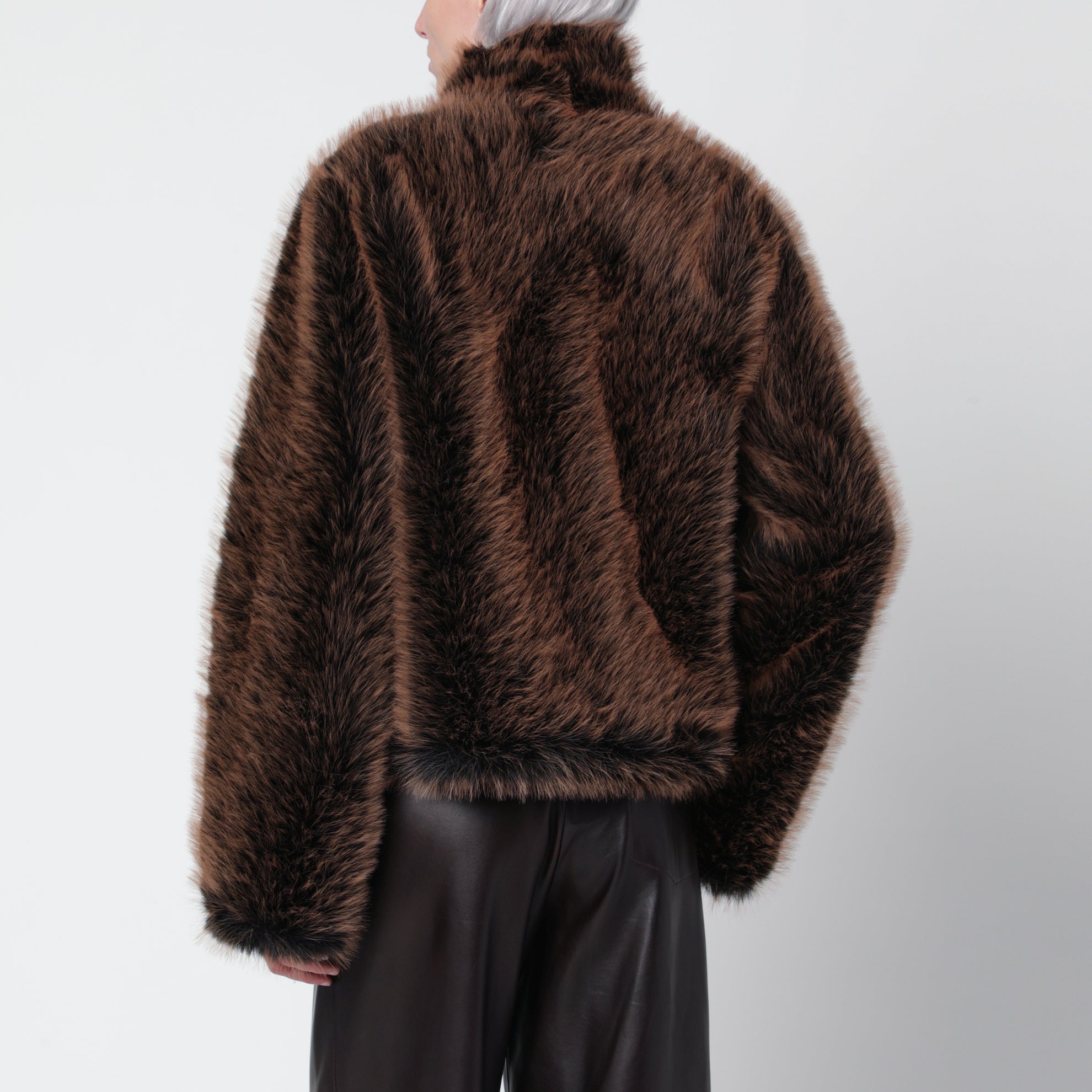 Schwarz/braune Susan Jacke aus Kunstpelz