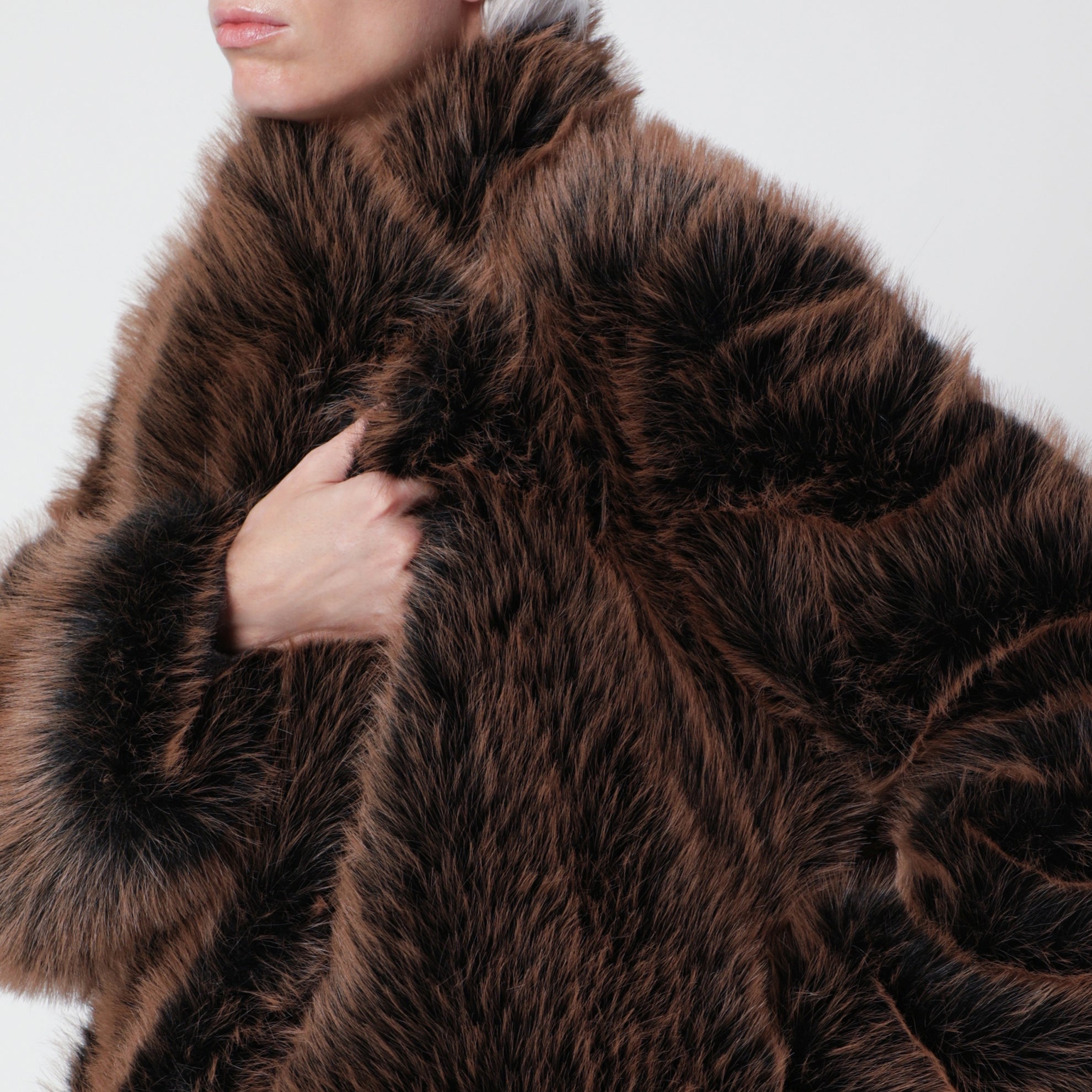 Schwarz/braune Susan Jacke aus Kunstpelz