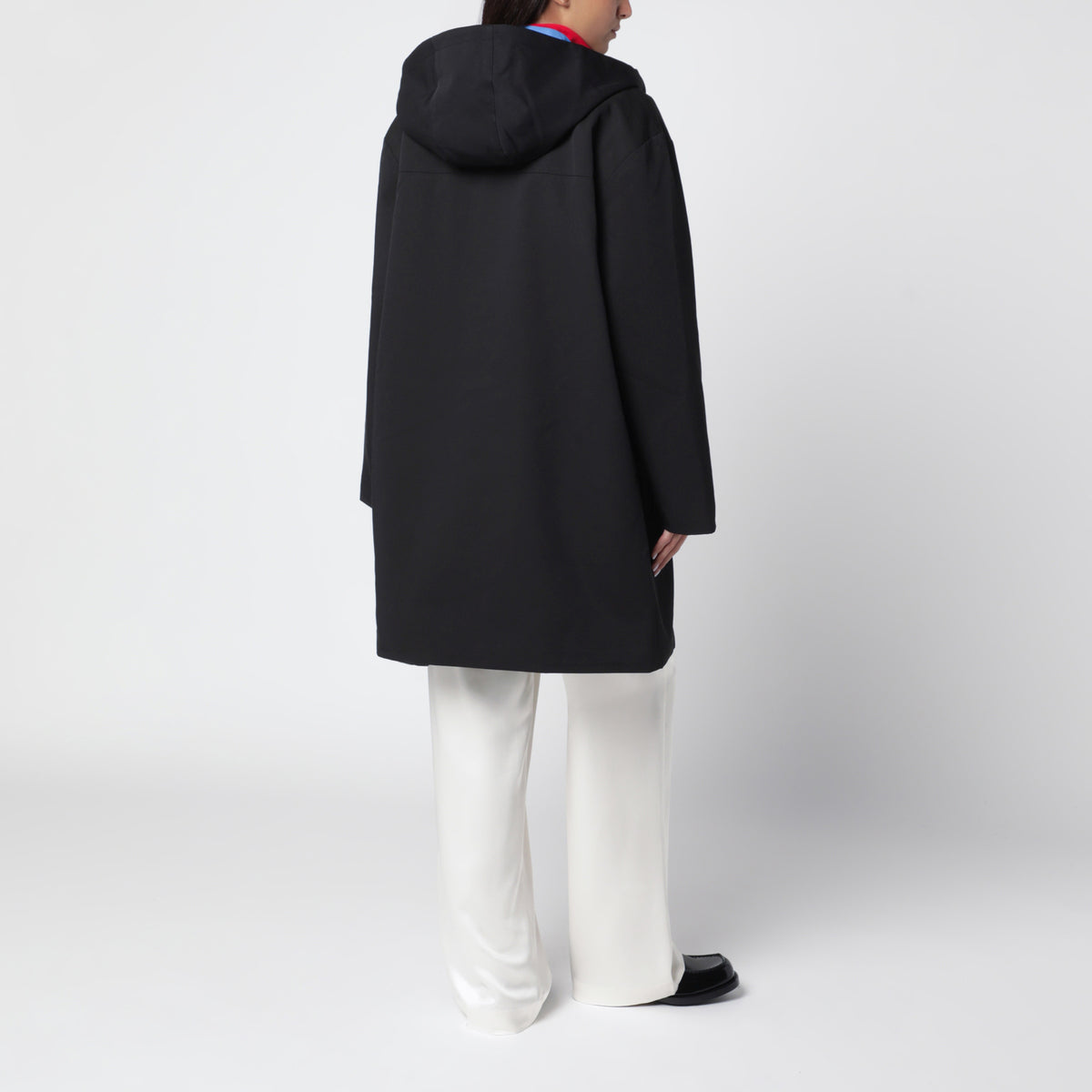 Parka superposée noire/bleue en mélange de coton