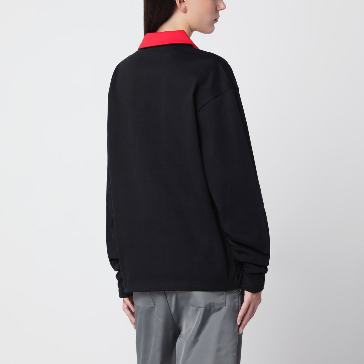 Polo oversize noir/rouge en coton