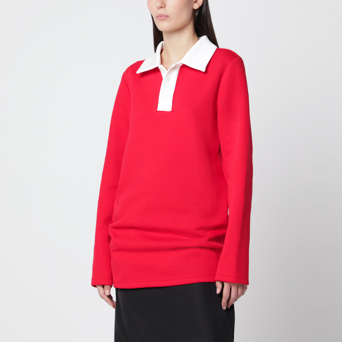 Polo oversize rouge/blanc en coton