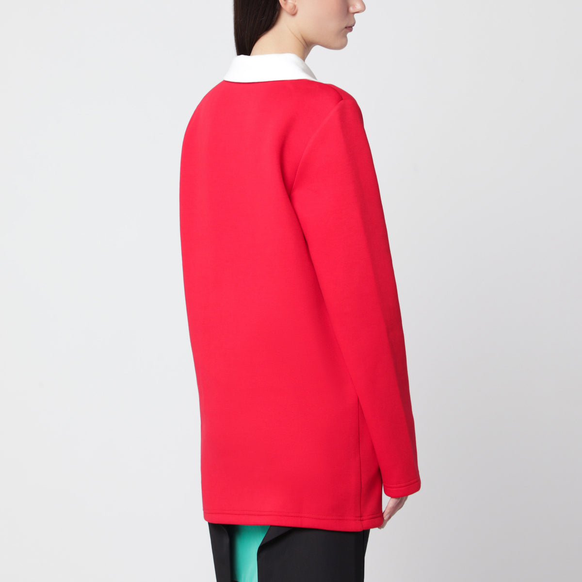 Polo oversize rouge/blanc en coton