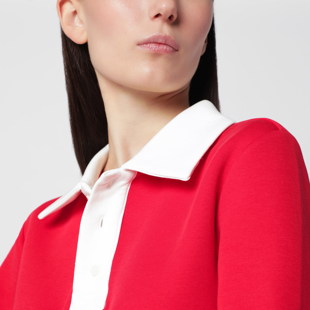 Polo oversize rouge/blanc en coton