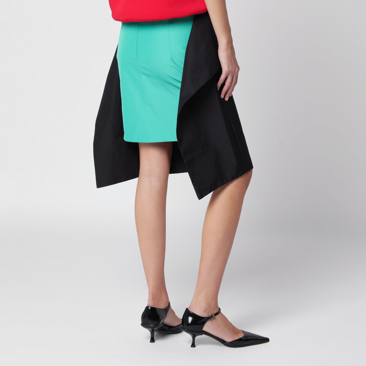 Jupe asymétrique noire/vert menthe