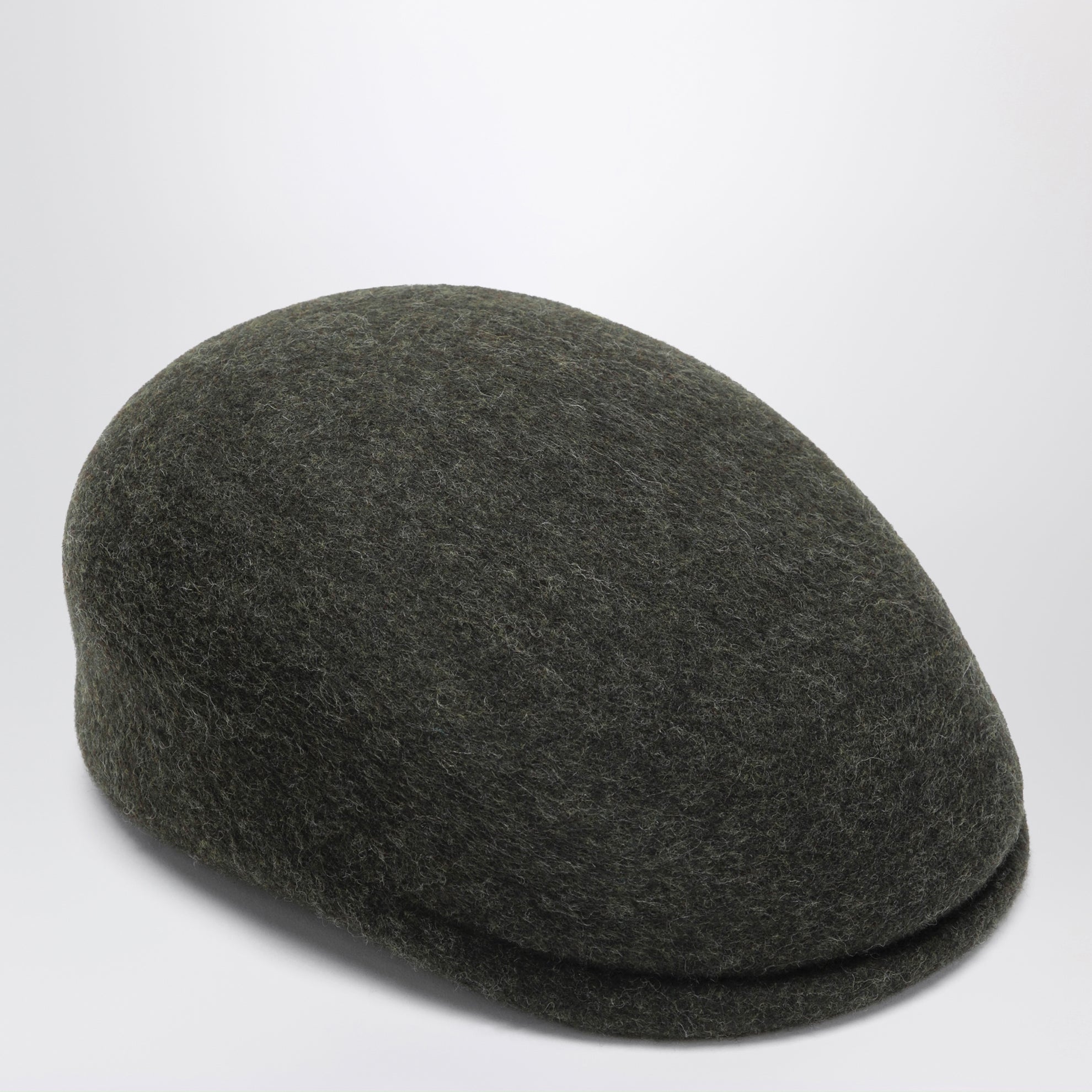 Moss green wool felt flat cap