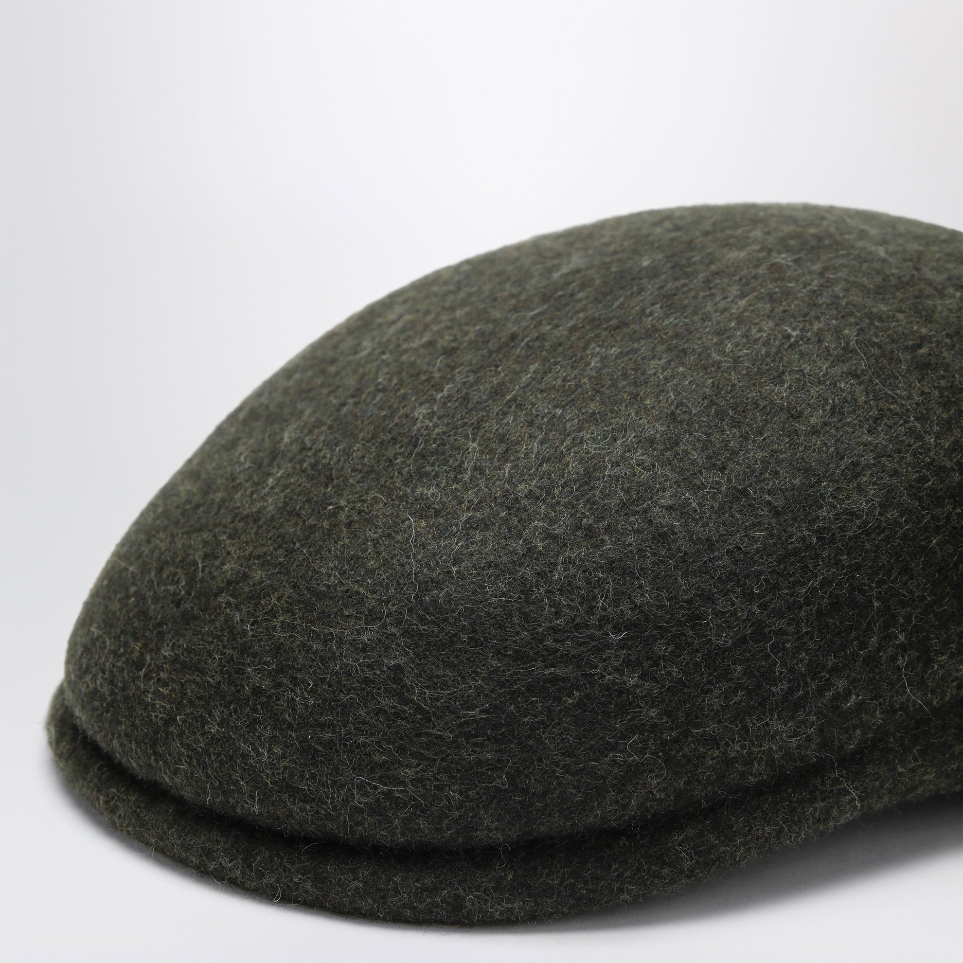 Moss green wool felt flat cap