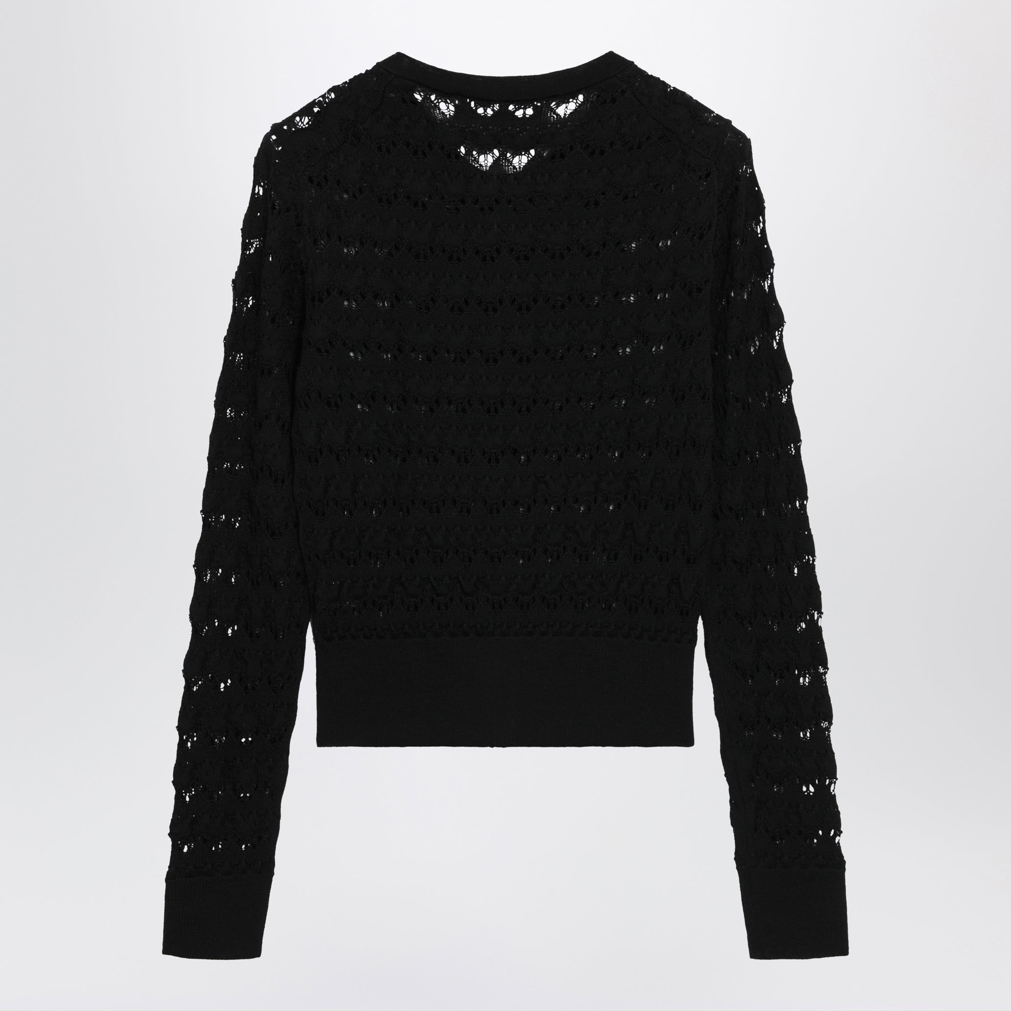Cardigan traforato in lana vergine nero