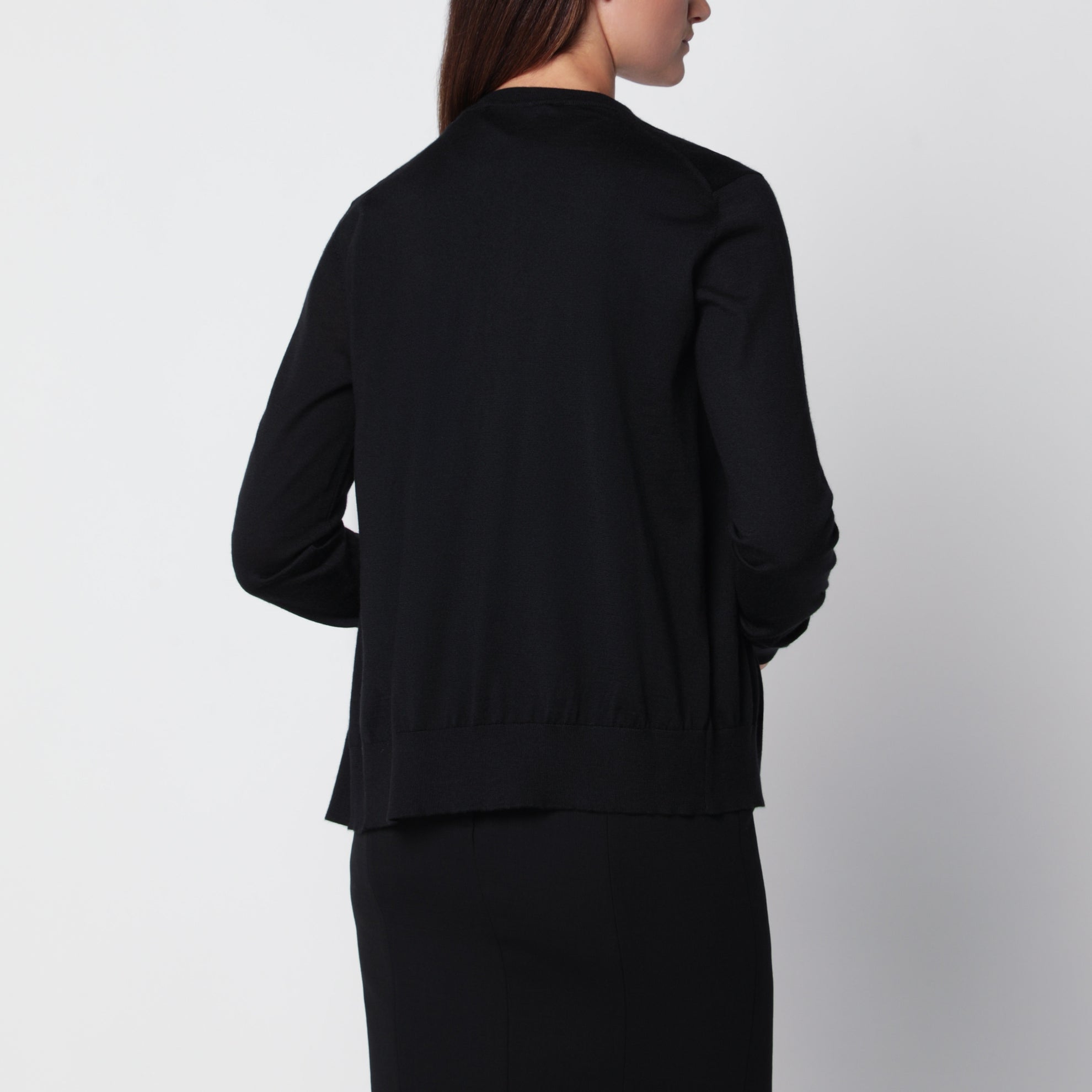 Cardigan nero in cashmere e seta
