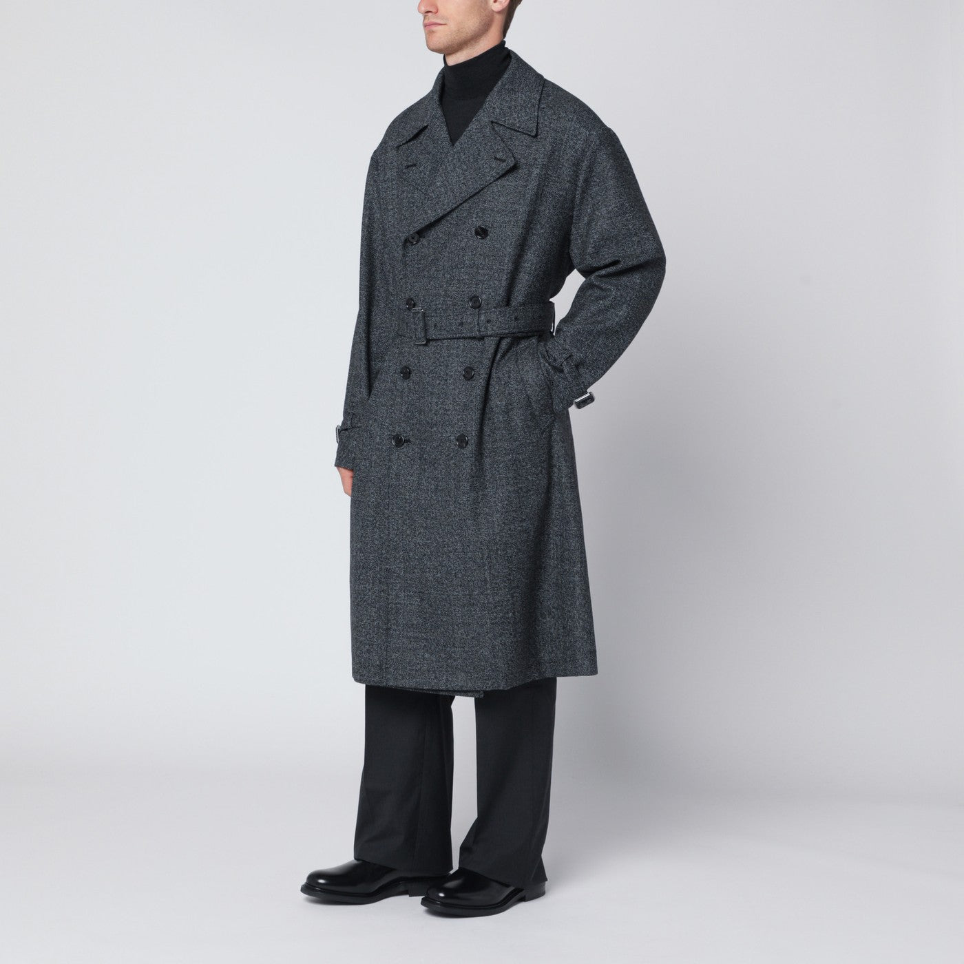 Dolce&Gabbana Grey wool double-breasted coat | TheDoubleF