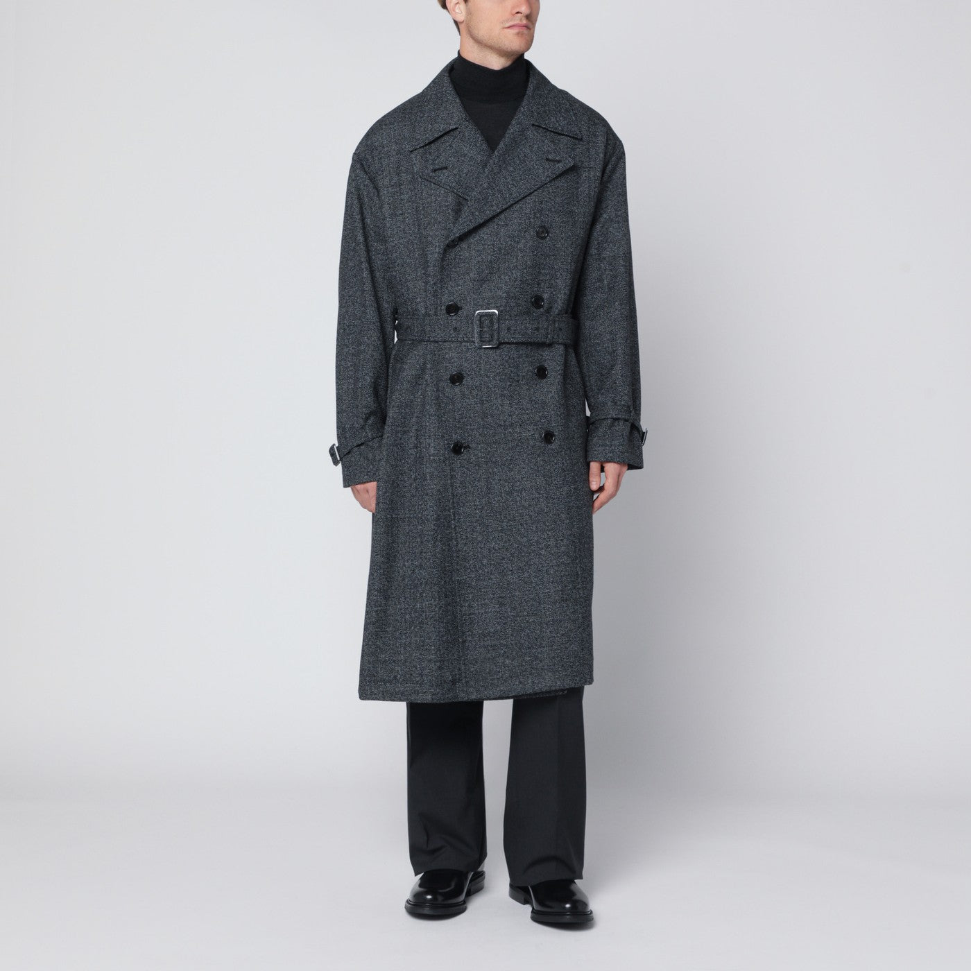 Dolce&Gabbana Grey wool double-breasted coat | TheDoubleF